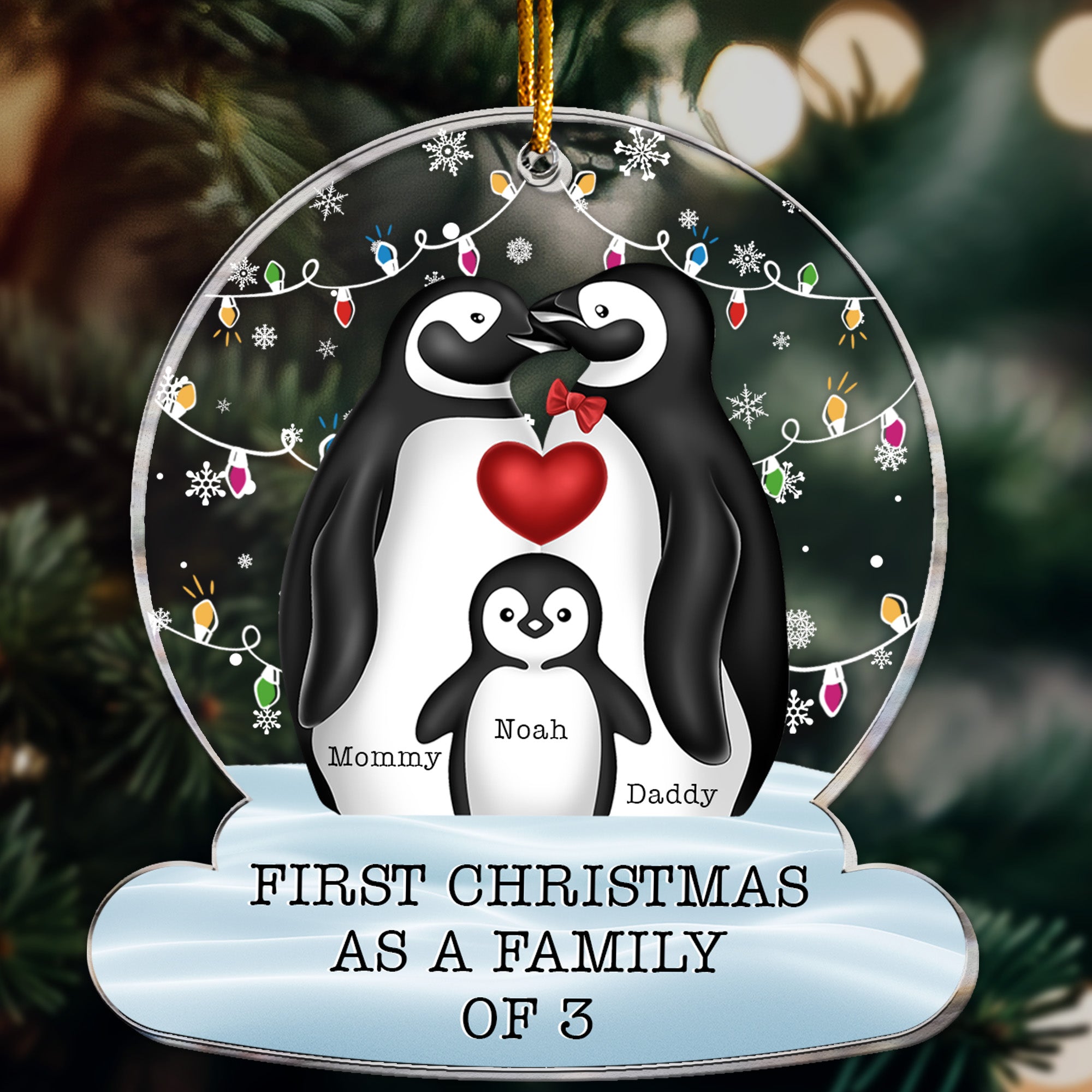 First Christmas As A Family Of 3 - Personalized Acrylic Ornament