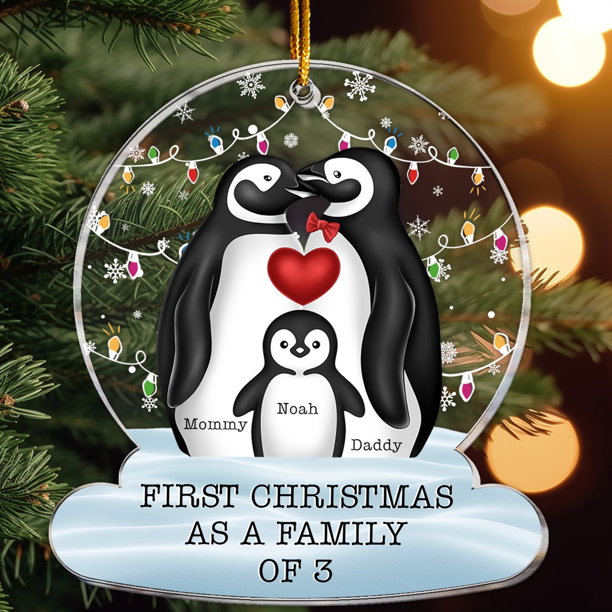 First Christmas As A Family Of 3 - Personalized Acrylic Ornament