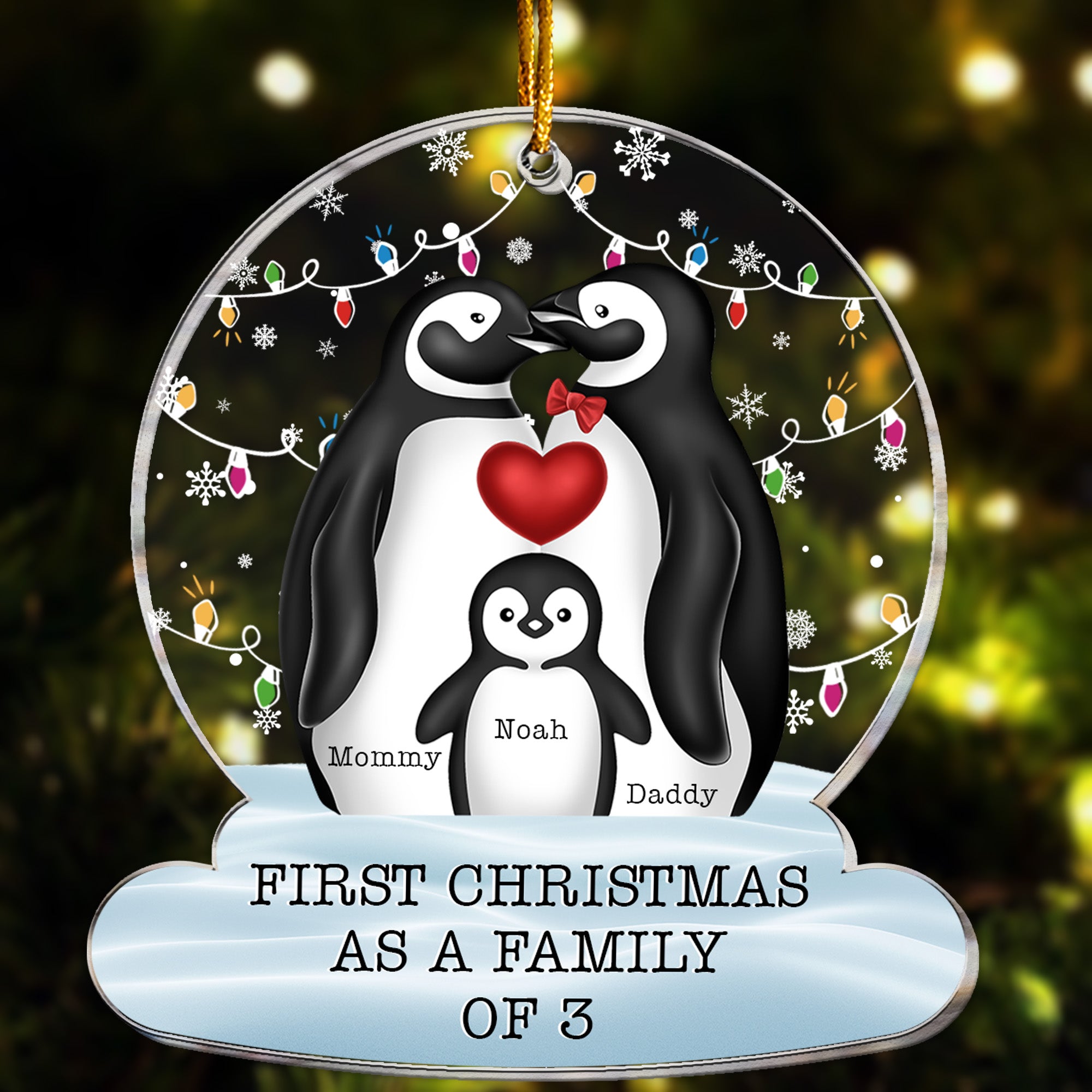 First Christmas As A Family Of 3 - Personalized Acrylic Ornament