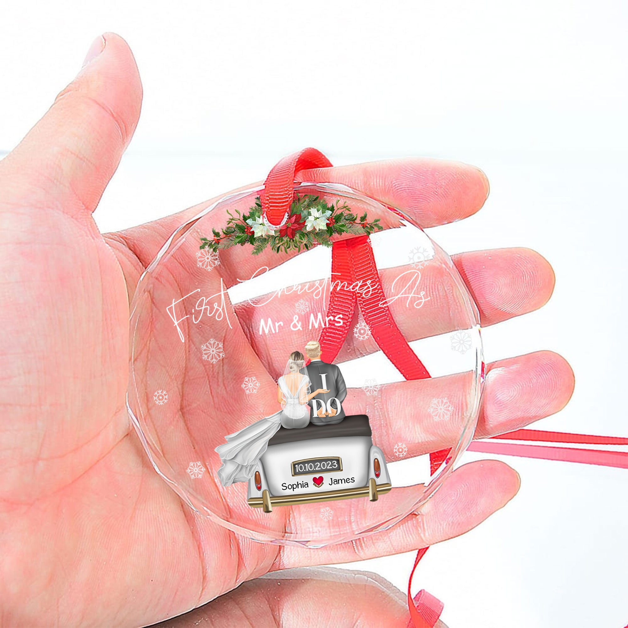 First Christmas As Mr & Mrs - Personalized Glass Ornament