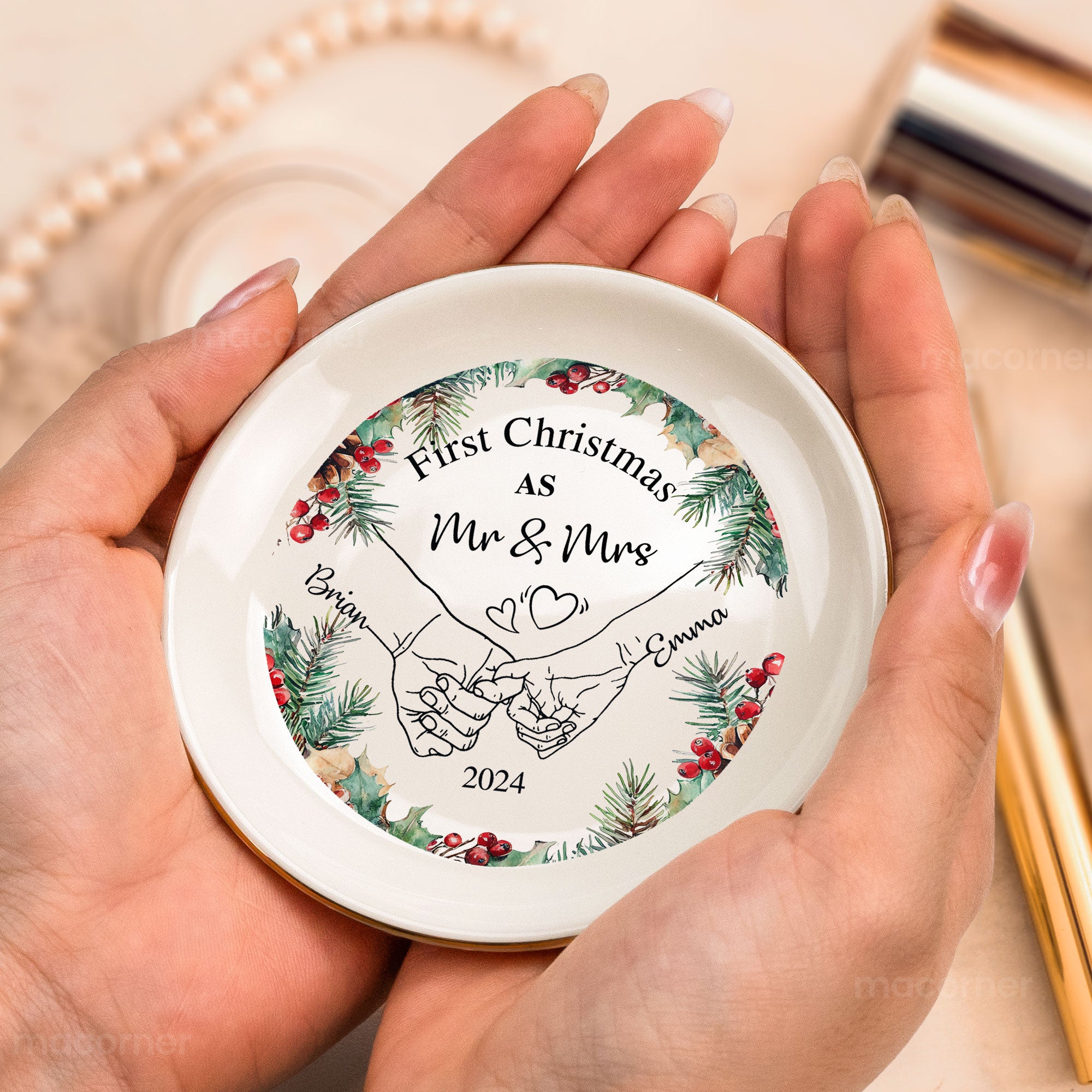 First Christmas As Mr & Mrs - Personalized Jewelry Dish