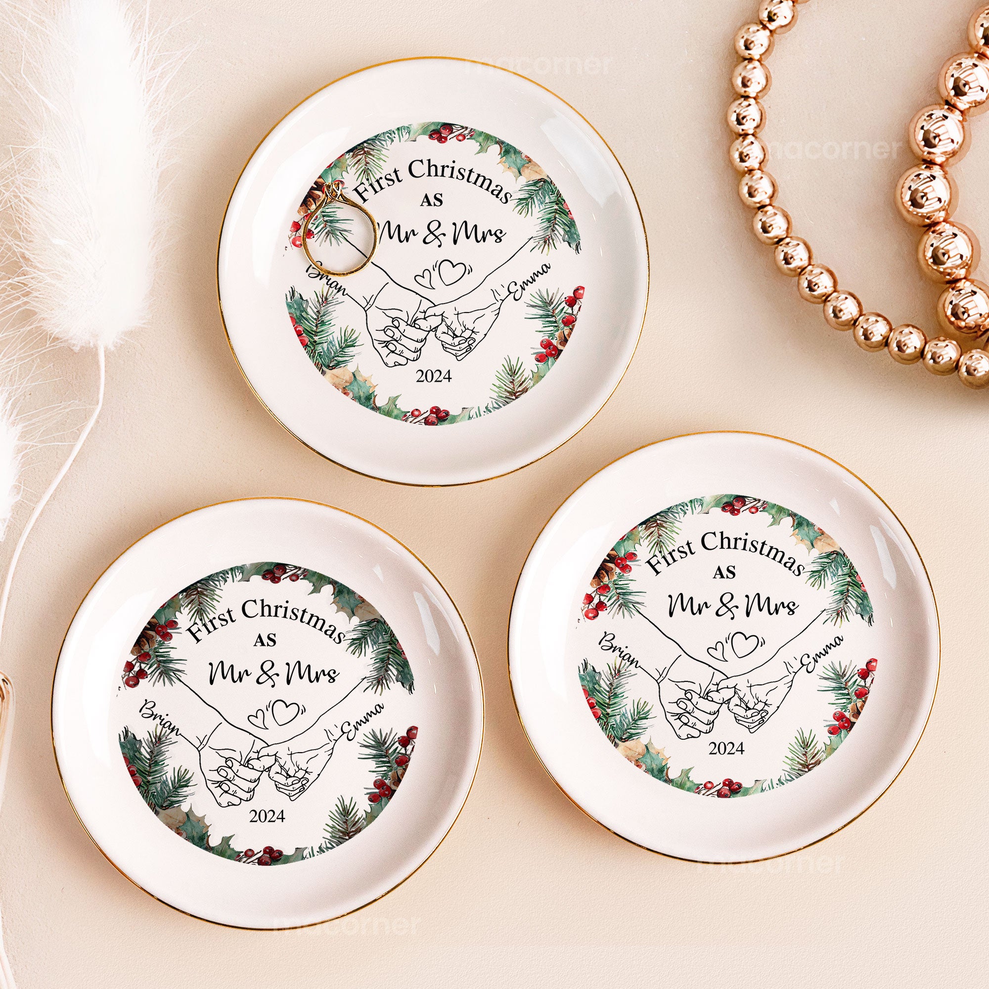 First Christmas As Mr & Mrs - Personalized Jewelry Dish