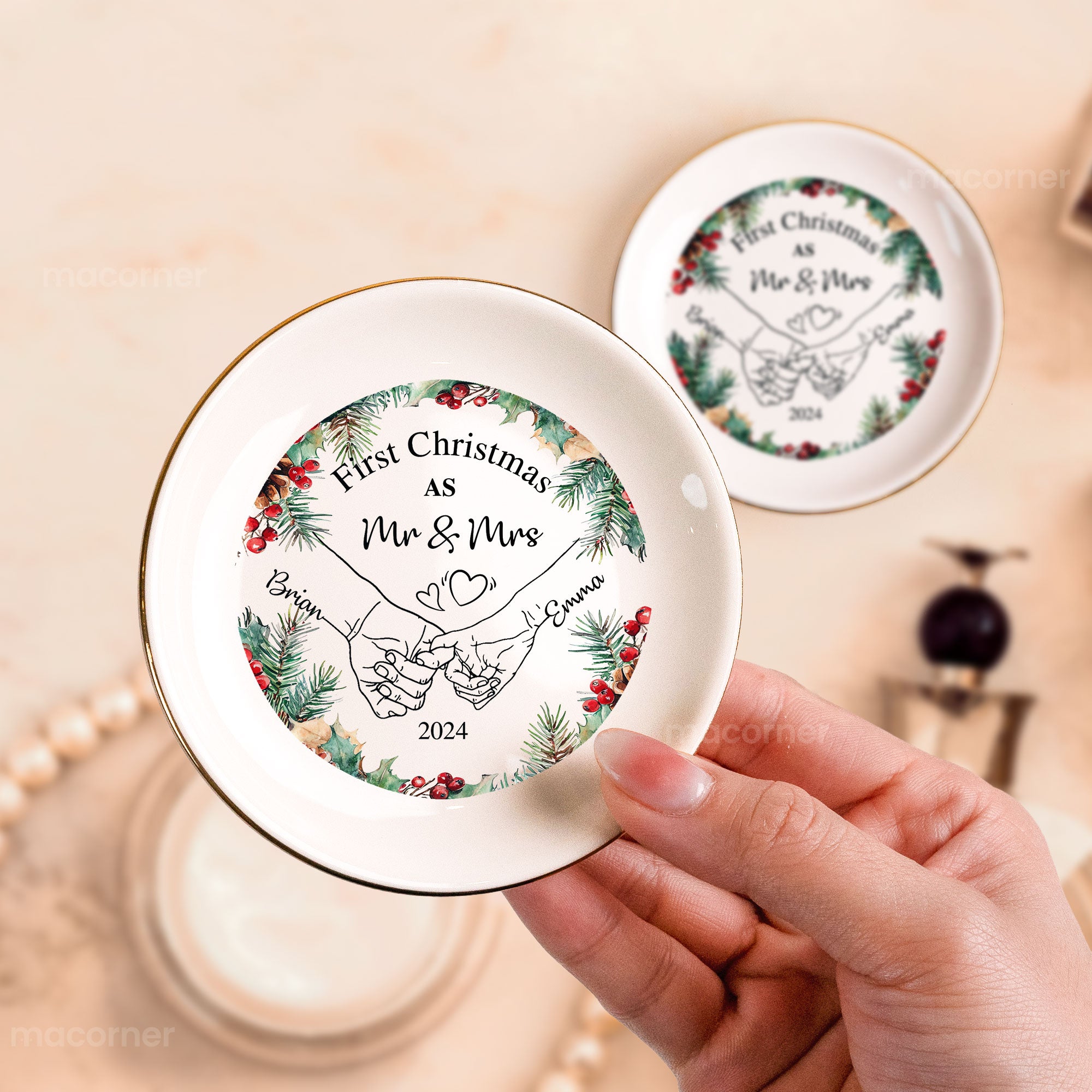 First Christmas As Mr & Mrs - Personalized Jewelry Dish