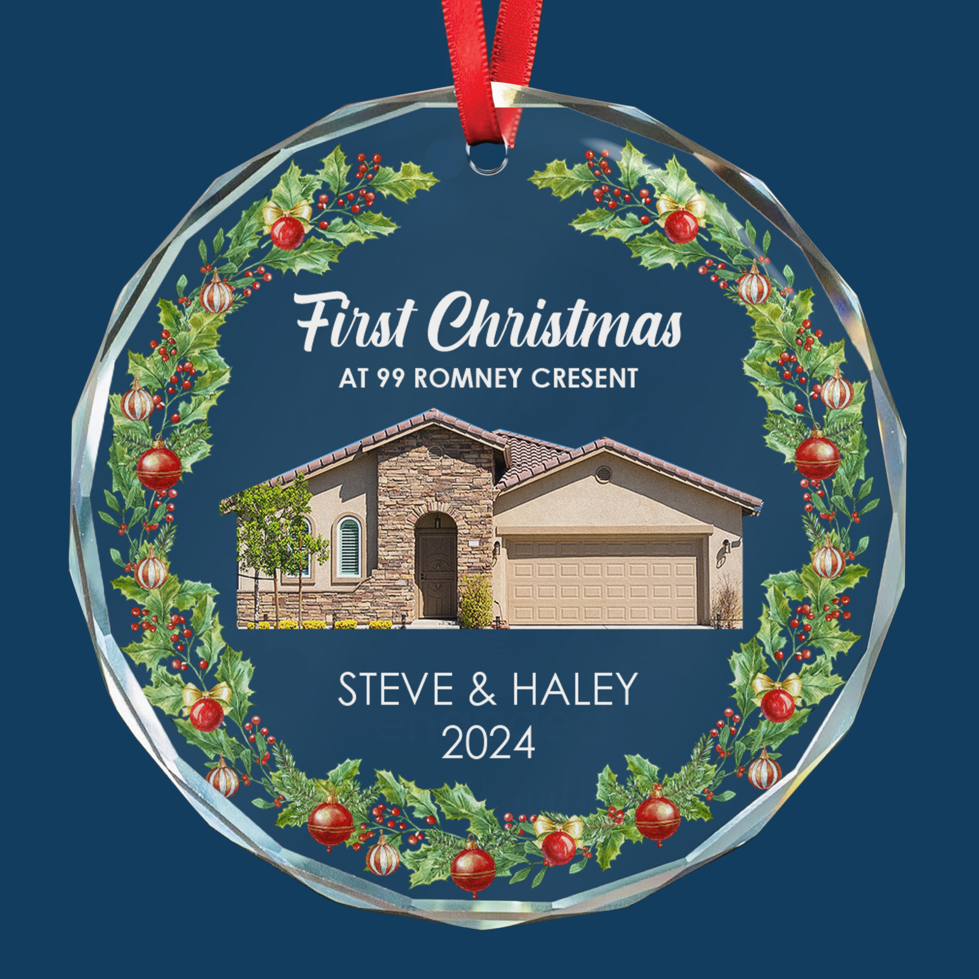 First Christmas At New House - Personalized Glass Photo Ornament