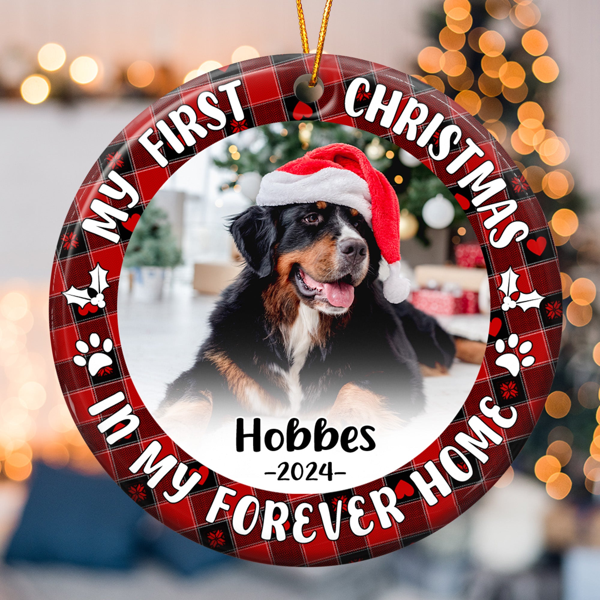 First Christmas Dog Cat - Personalized Ceramic Photo Ornament