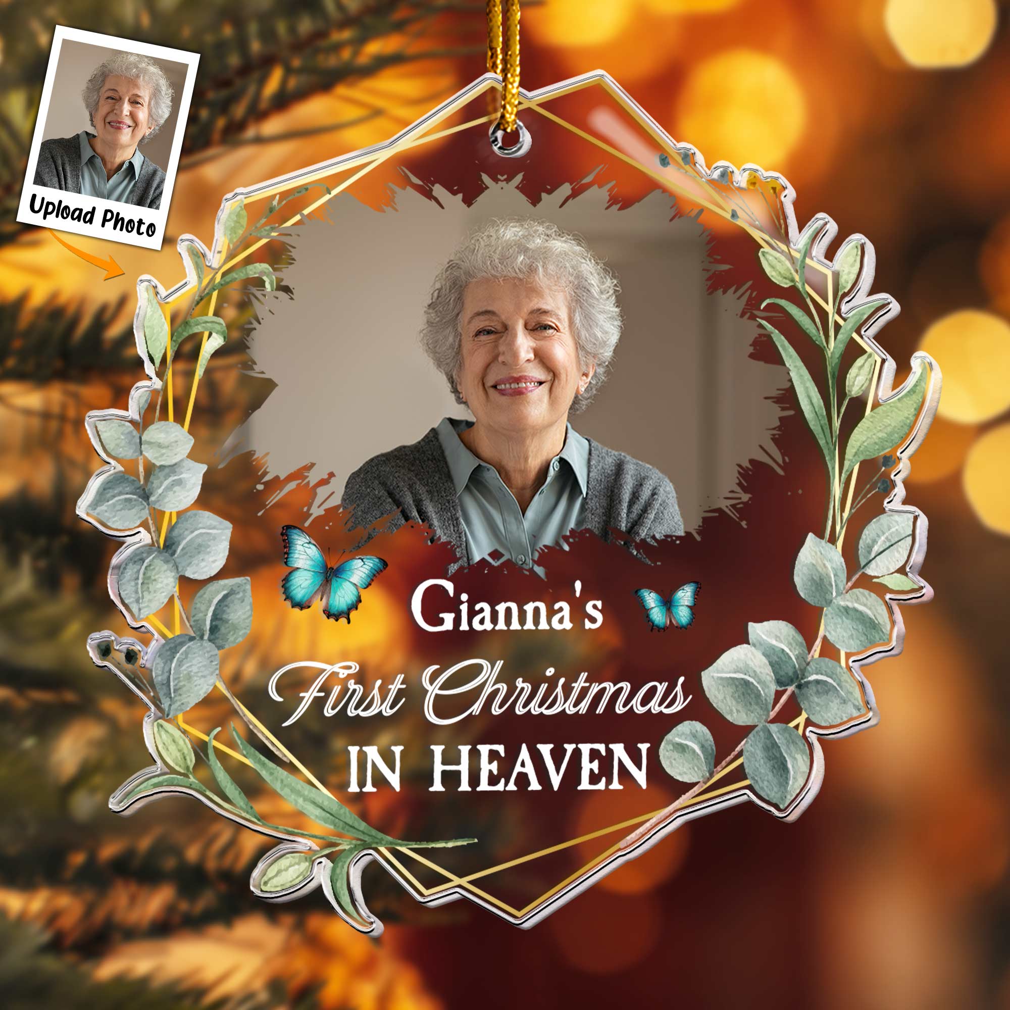 First Christmas In Heaven - Personalized Acrylic Photo Ornament