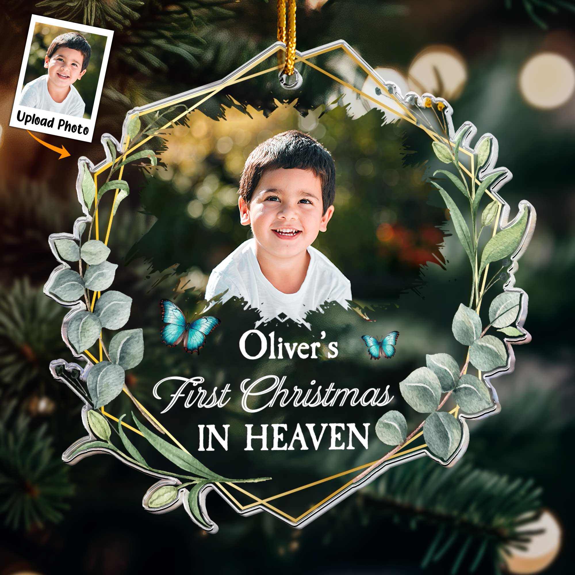 First Christmas In Heaven - Personalized Acrylic Photo Ornament