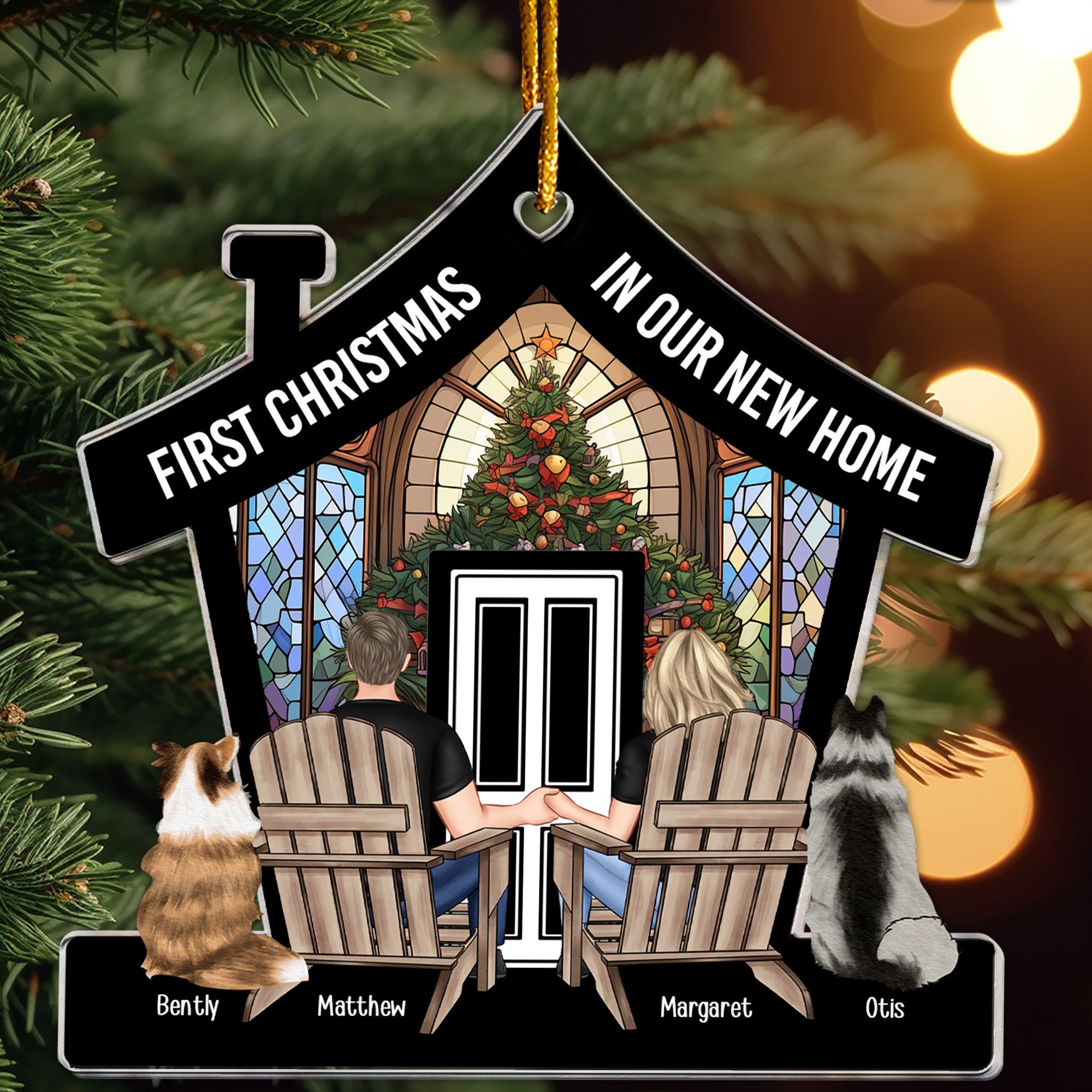 First Christmas In New Home With Fur Babies - Personalized Acrylic Ornament