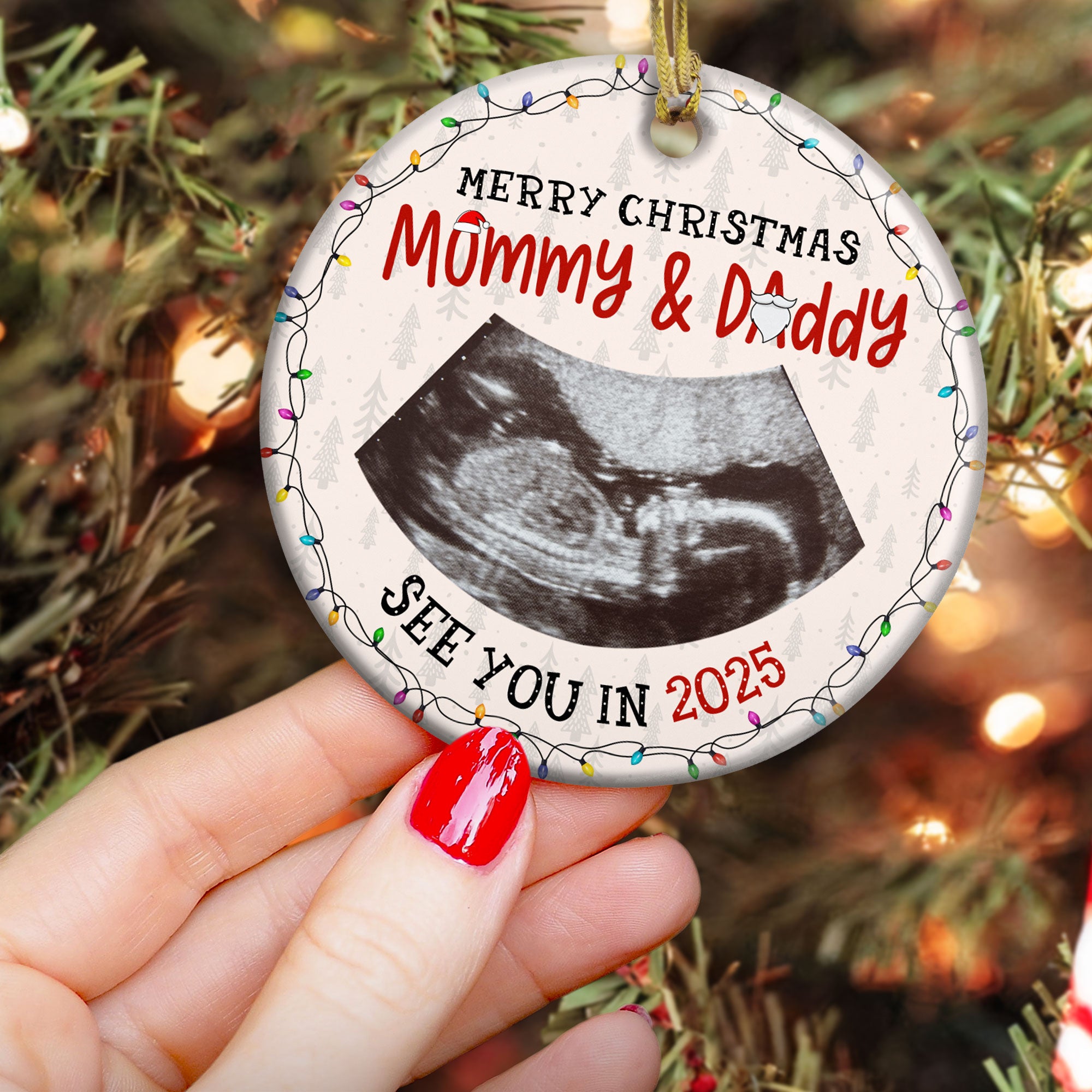 First Christmas Mommy & Daddy - Personalized Ceramic Photo Ornament