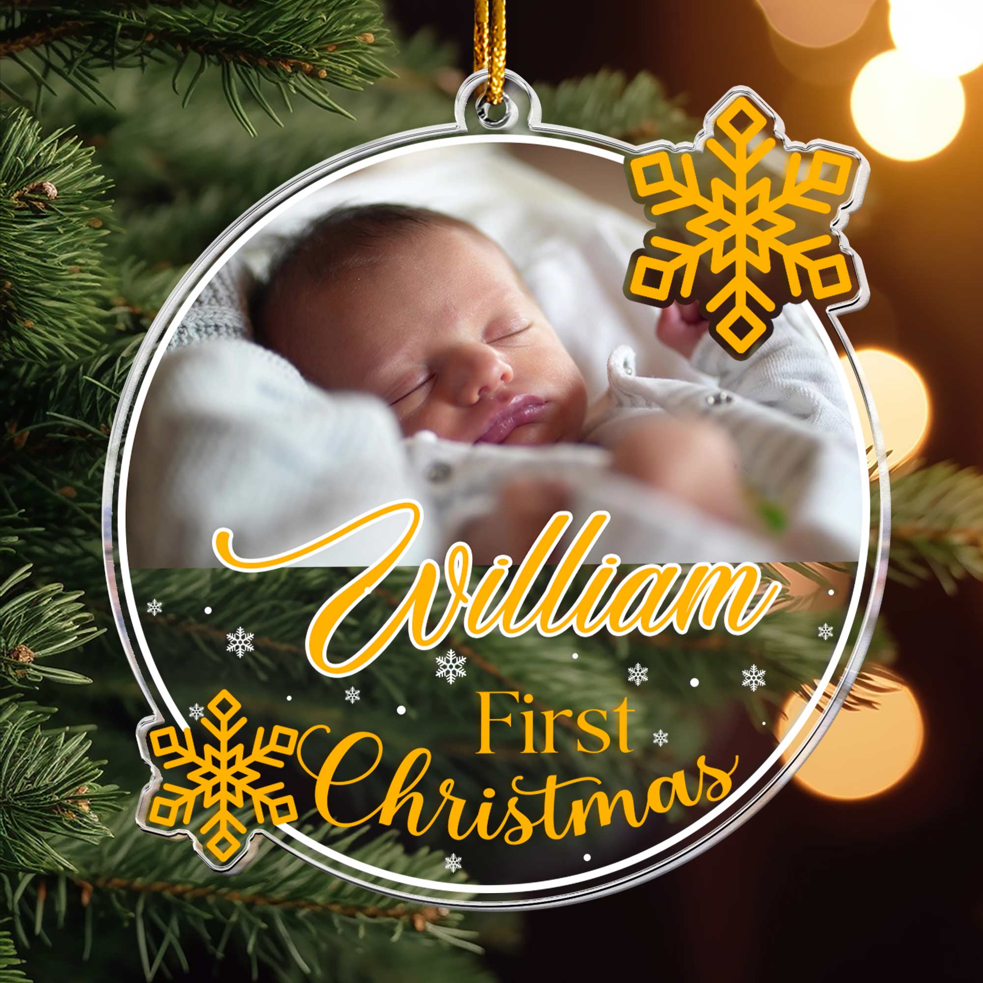 First Christmas of Baby - Personalized Acrylic Photo Ornament