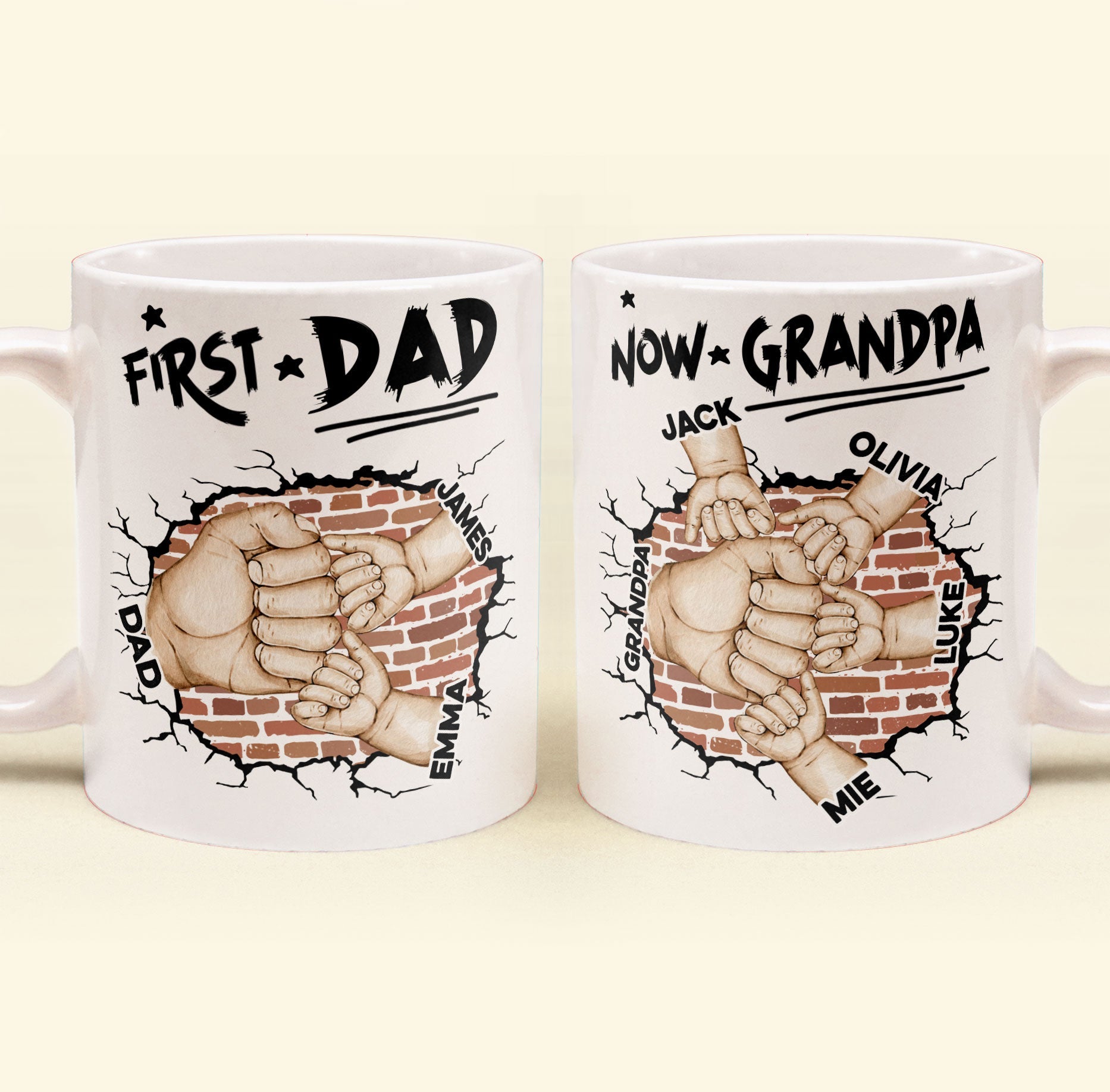 First Dad Now Grandpa Fist Bump Kids - Personalized Mug