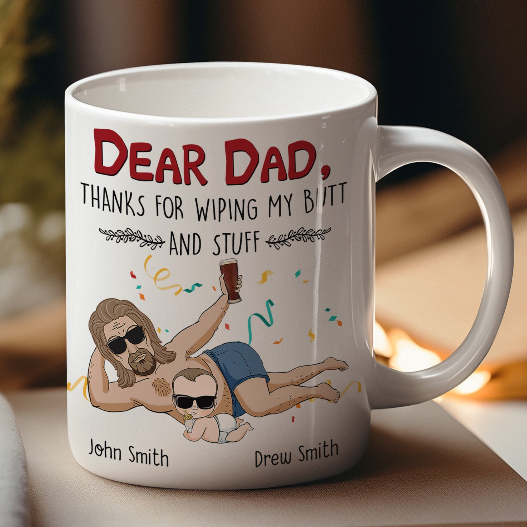 First Fathers Day Gift Thanks For Wiping My Butt And Stuff - Personalized Mug