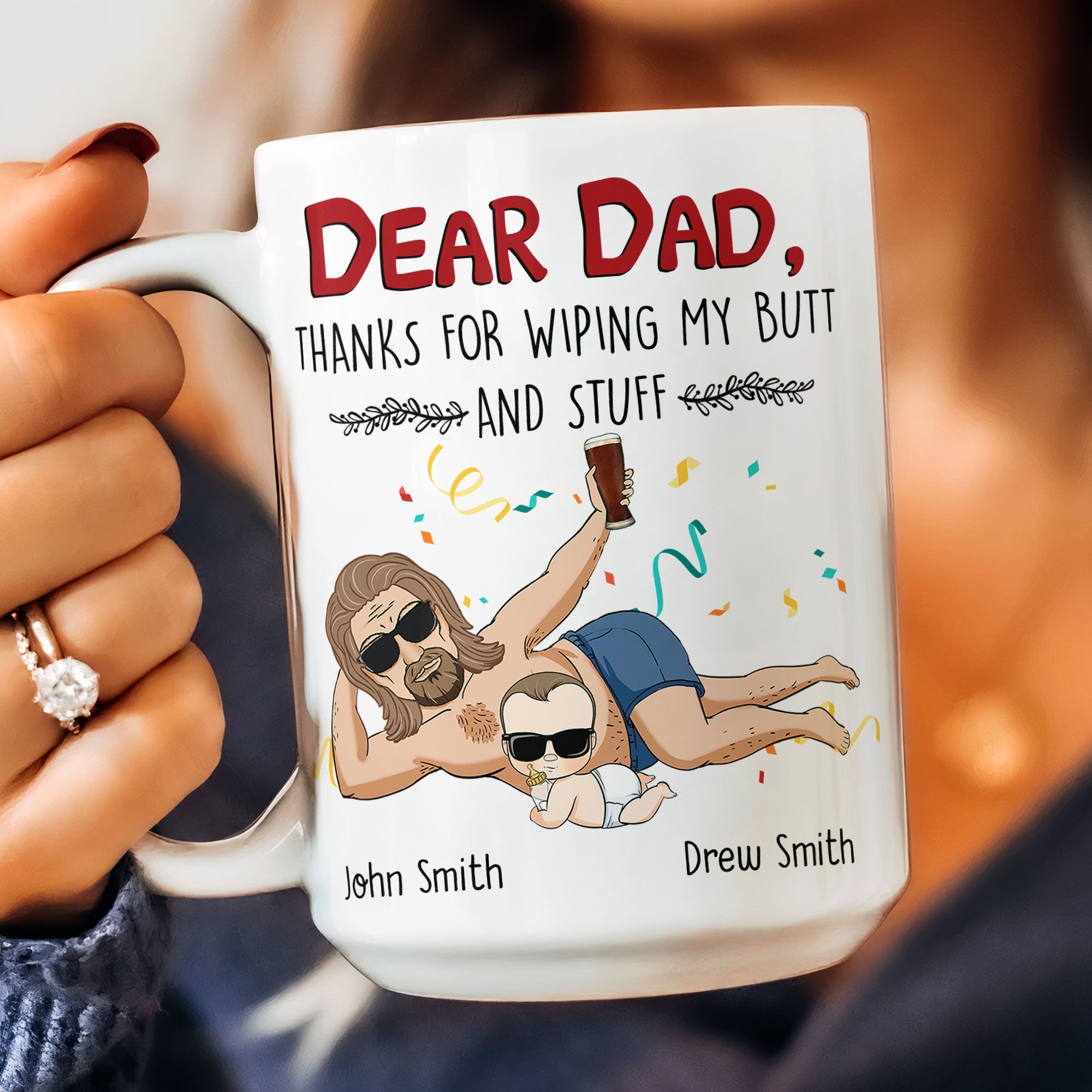 First Fathers Day Gift Thanks For Wiping My Butt And Stuff - Personalized Mug