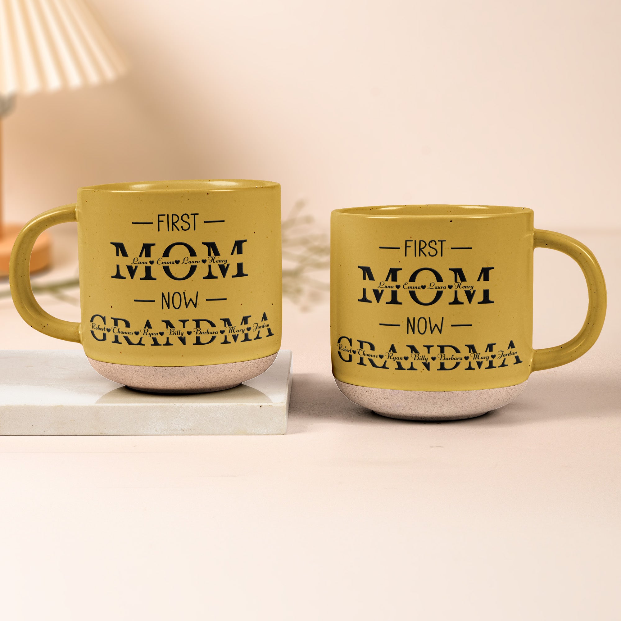 First Mom Now Grandma Custom Name - Personalized Pottery Mug