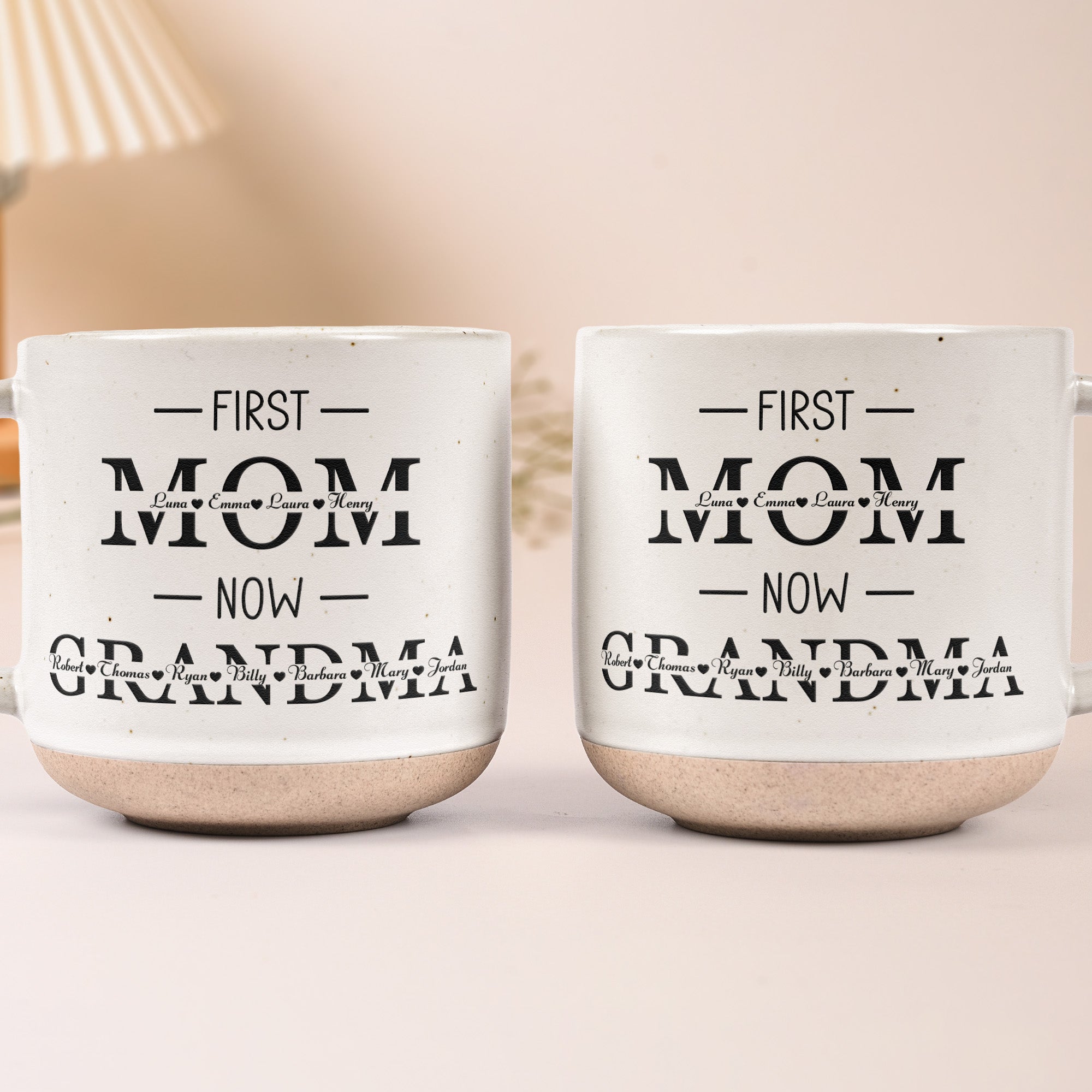 First Mom Now Grandma Custom Name - Personalized Pottery Mug