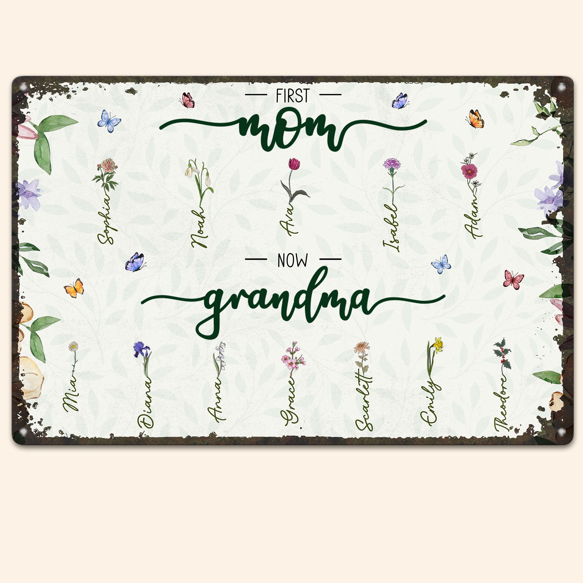 First Mom Now Grandma - Personalized Metal Sign