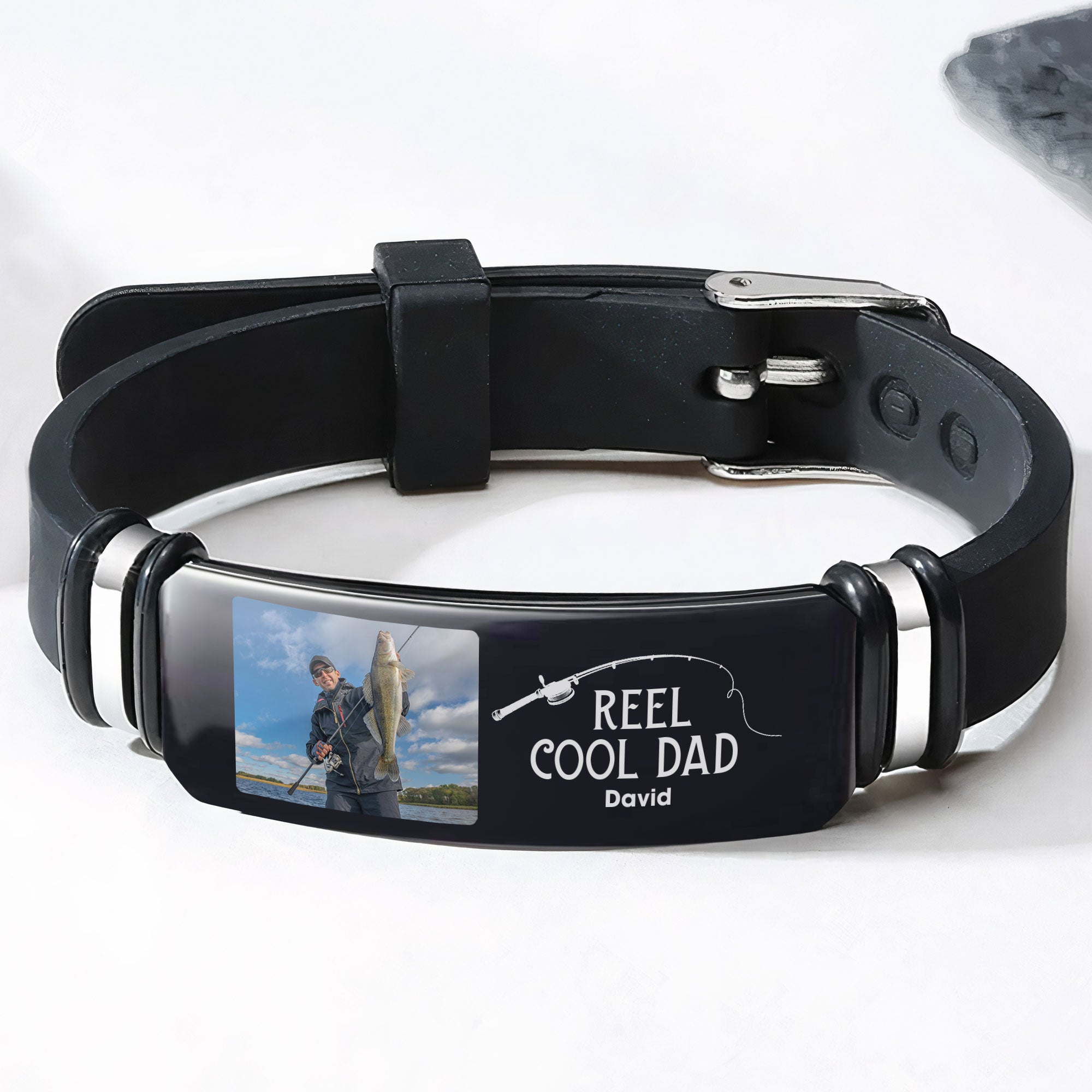 Fishing Reel Cool Dad Father's Day Gift For Men Grandpa - Personalized Photo Bracelet