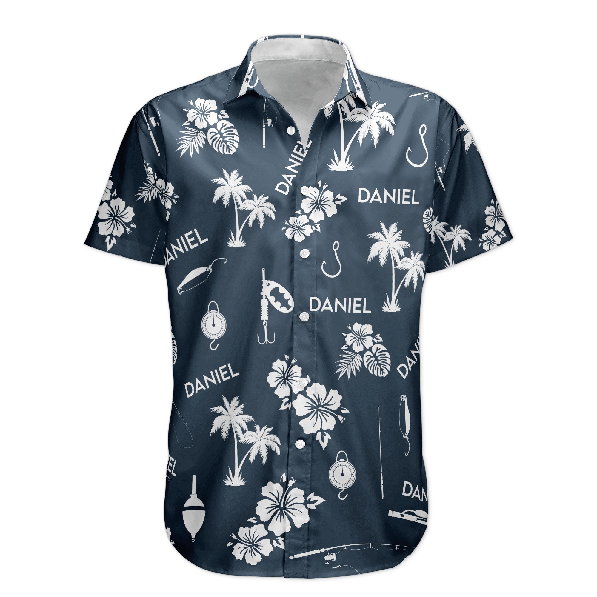 Fishing Tools Gears Custom Name Aloha Shirts For Men - Custom Hawaiian Shirts