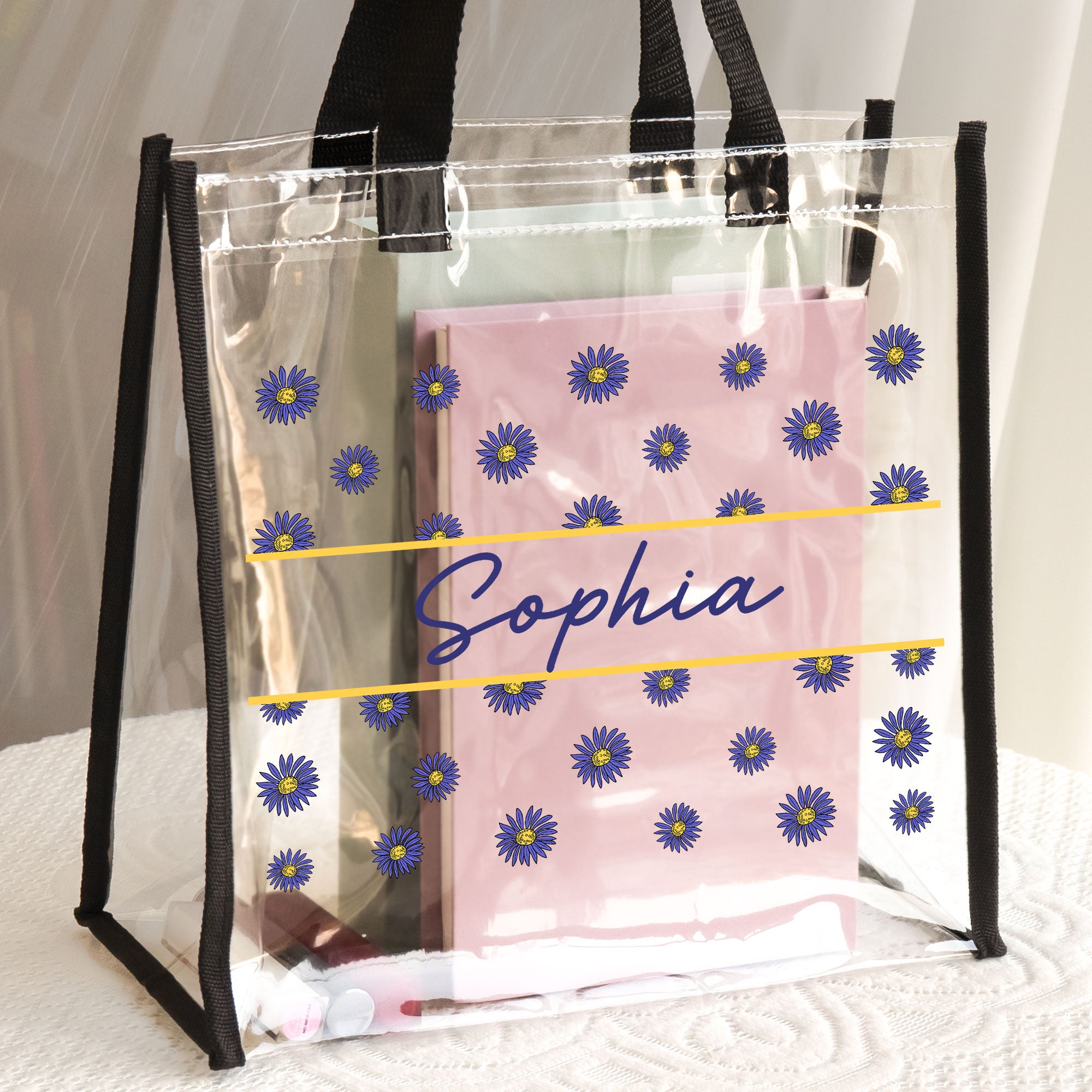 Floral Girl Custom Birth Flower - Custom Clear Tote Bag