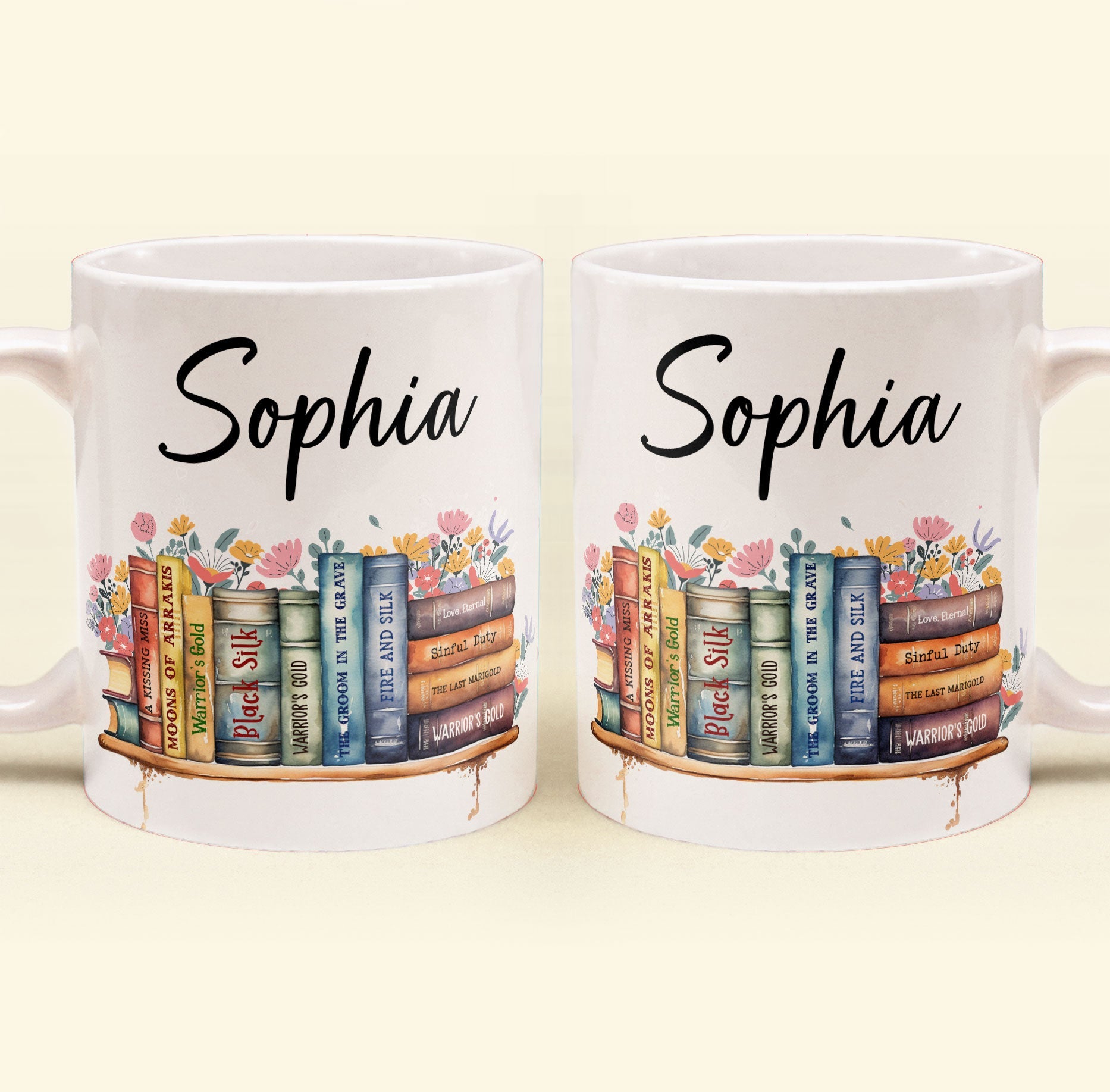 Flower Book Custom Name For Book Lovers - Personalized Mug