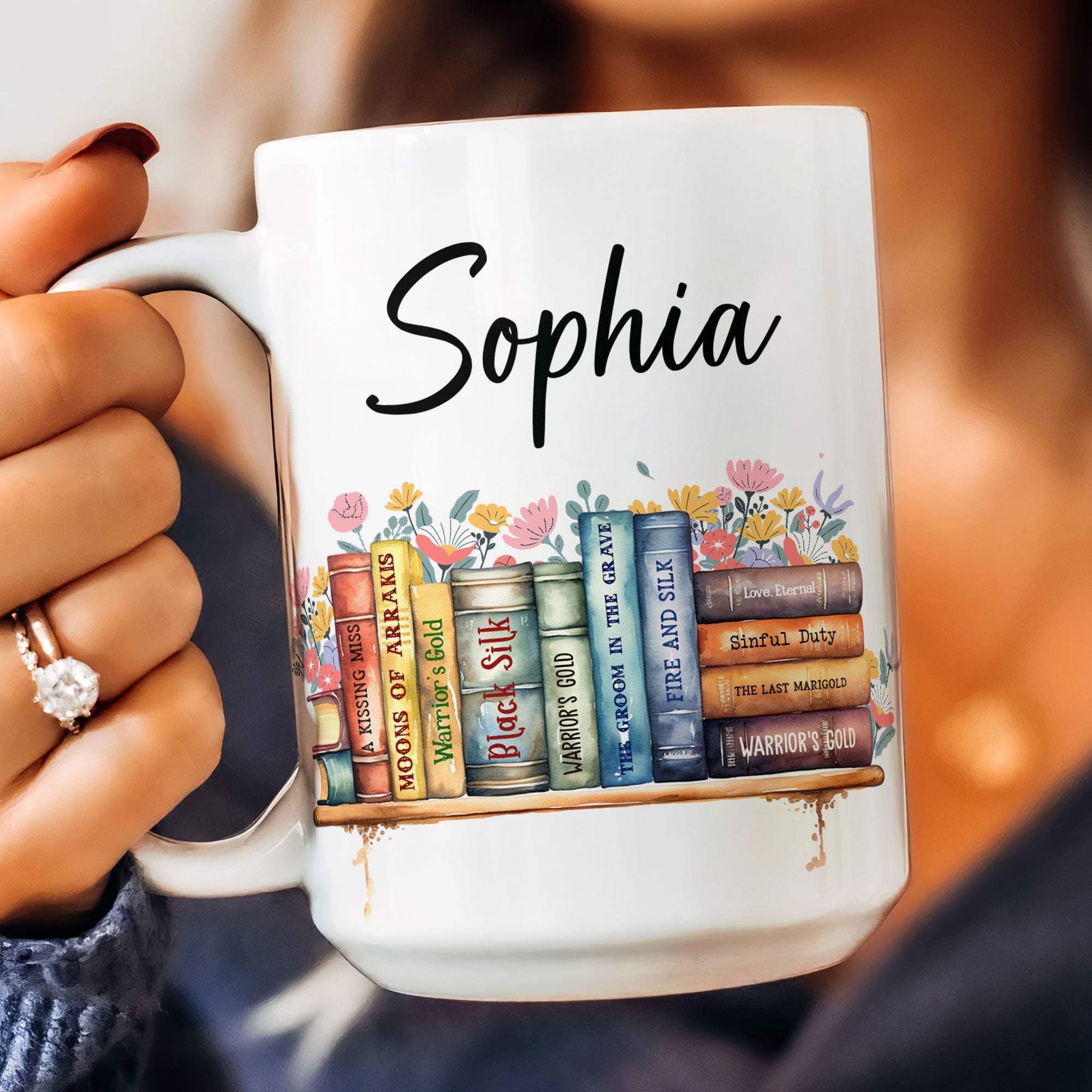 Flower Book Custom Name For Book Lovers - Personalized Mug