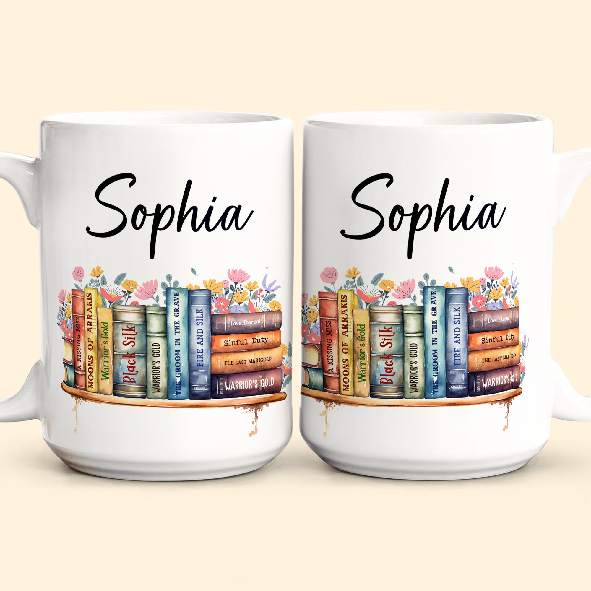 Flower Book Custom Name For Book Lovers - Personalized Mug