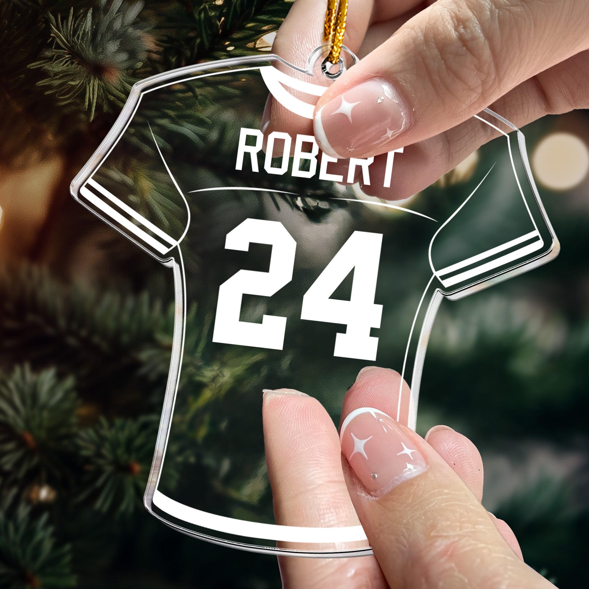 Football Jersey Custom Number Name Christmas Light - Personalized Acrylic Ornament