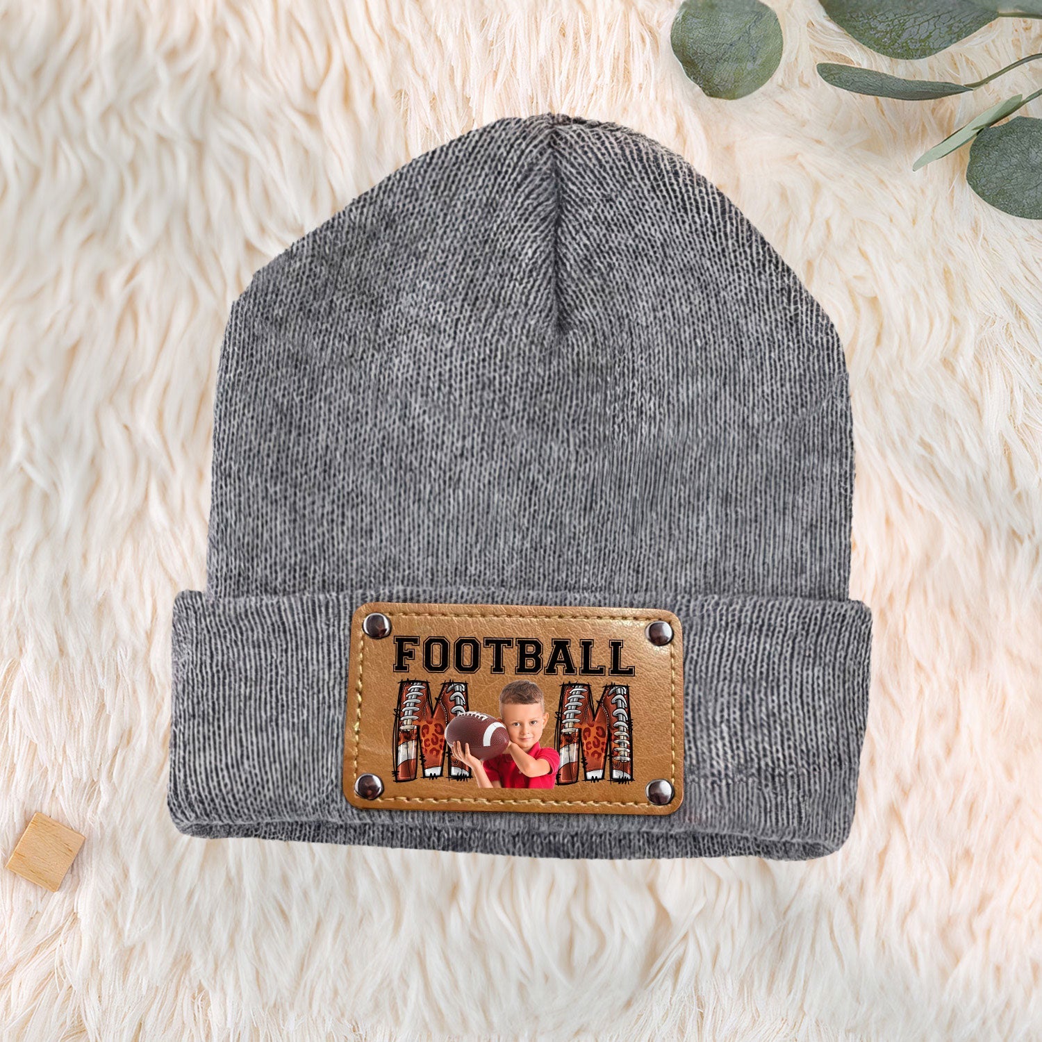 Football Mom - Personalized Photo Beanie