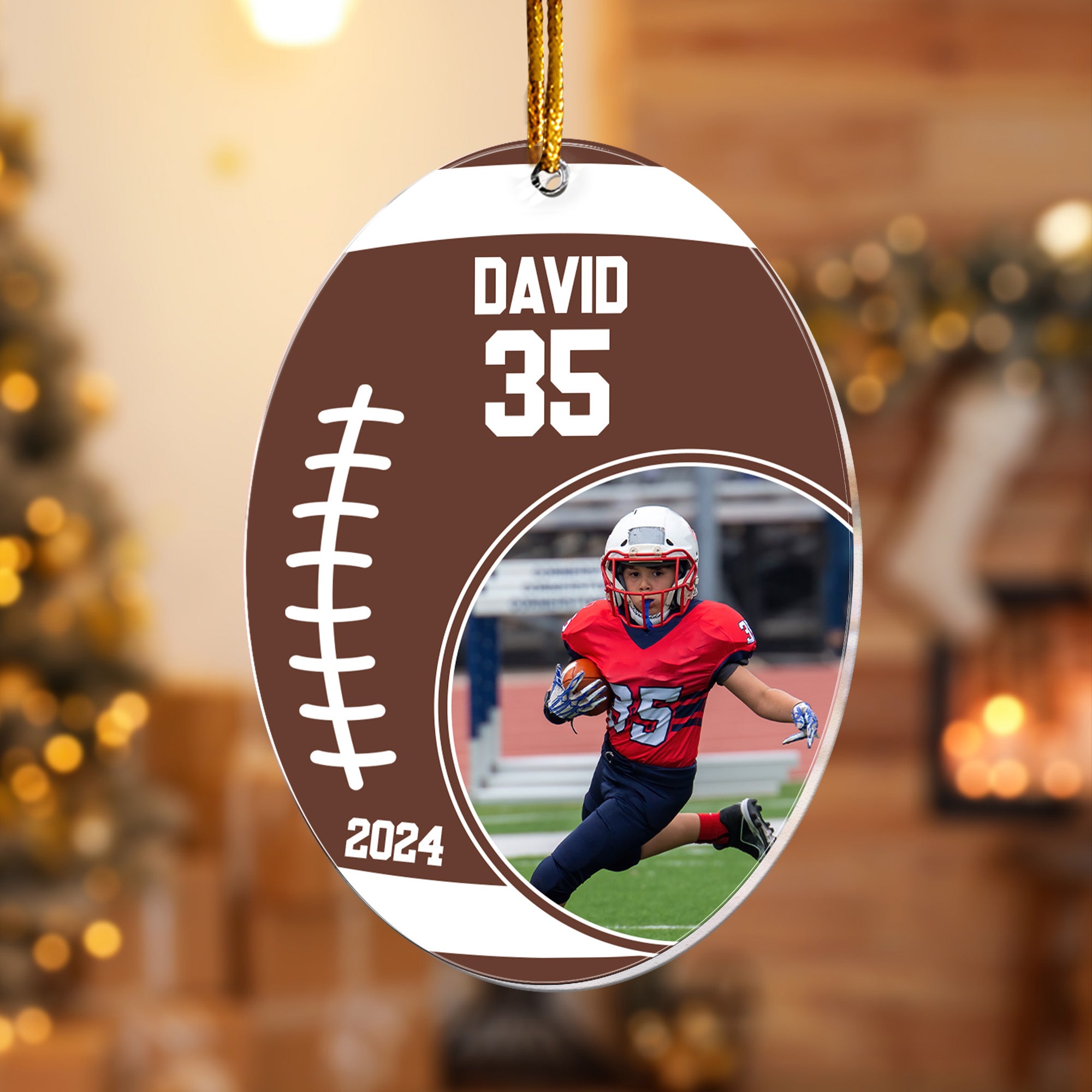 Football Player - Personalized Acrylic Photo Ornament