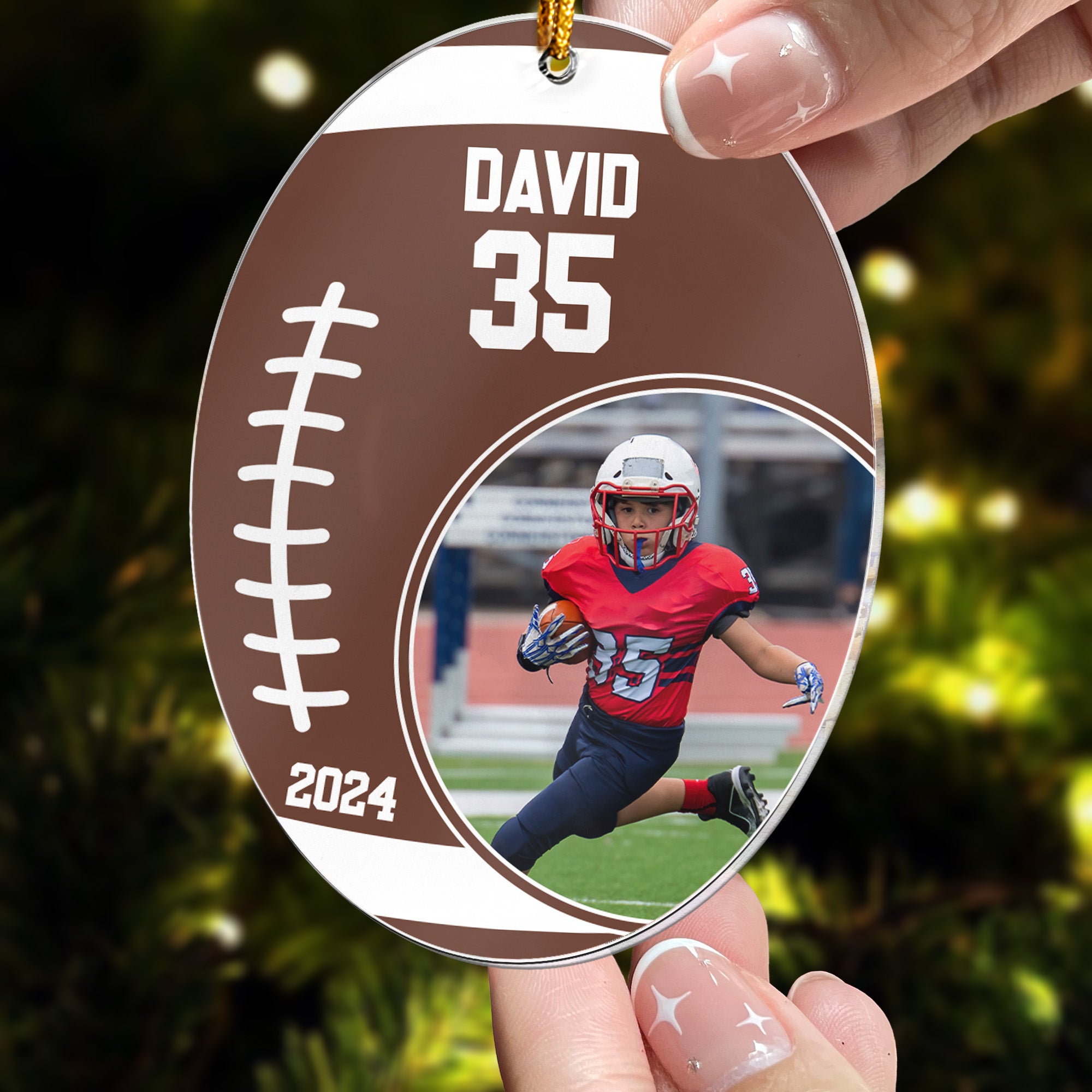 Football Player - Personalized Acrylic Photo Ornament