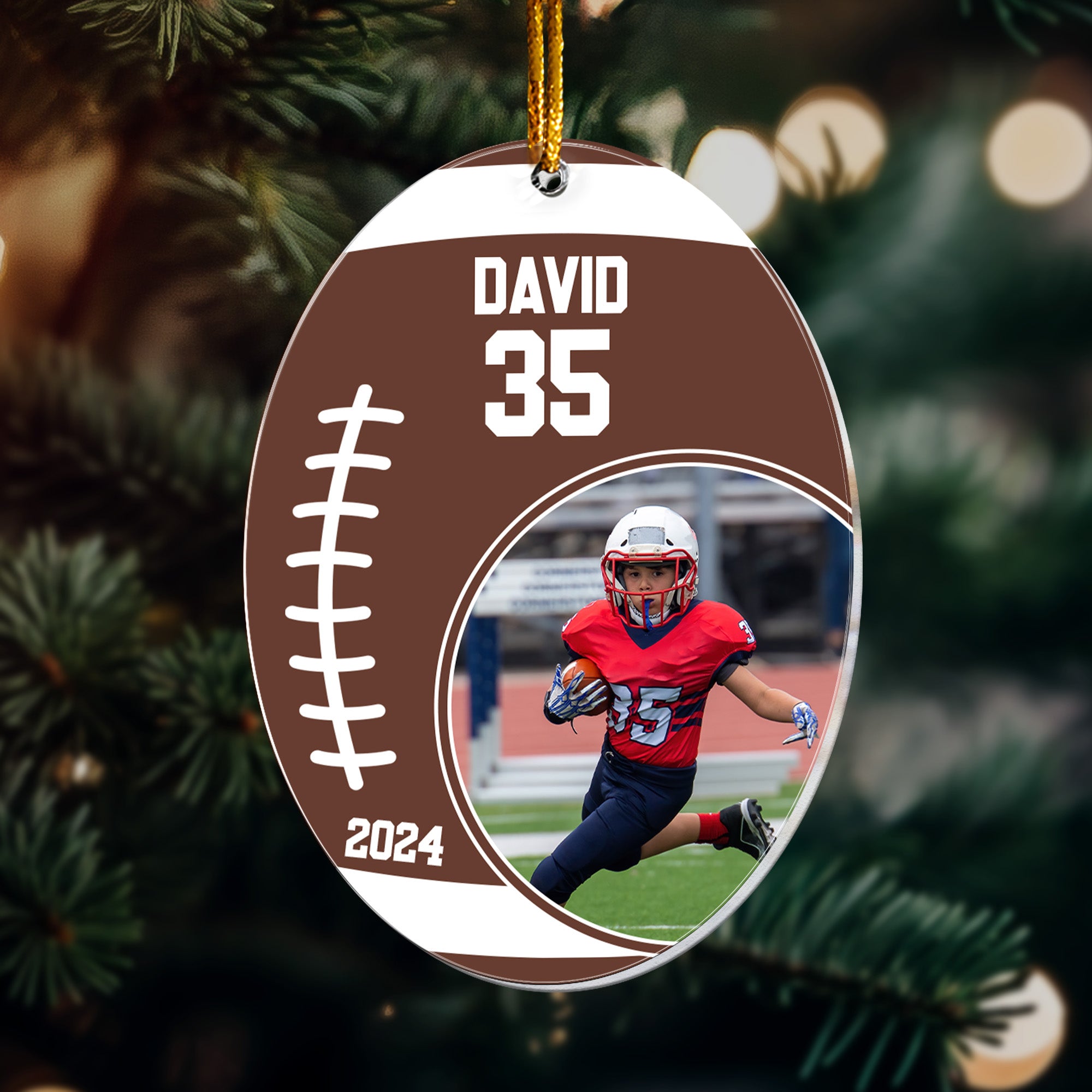 Football Player - Personalized Acrylic Photo Ornament