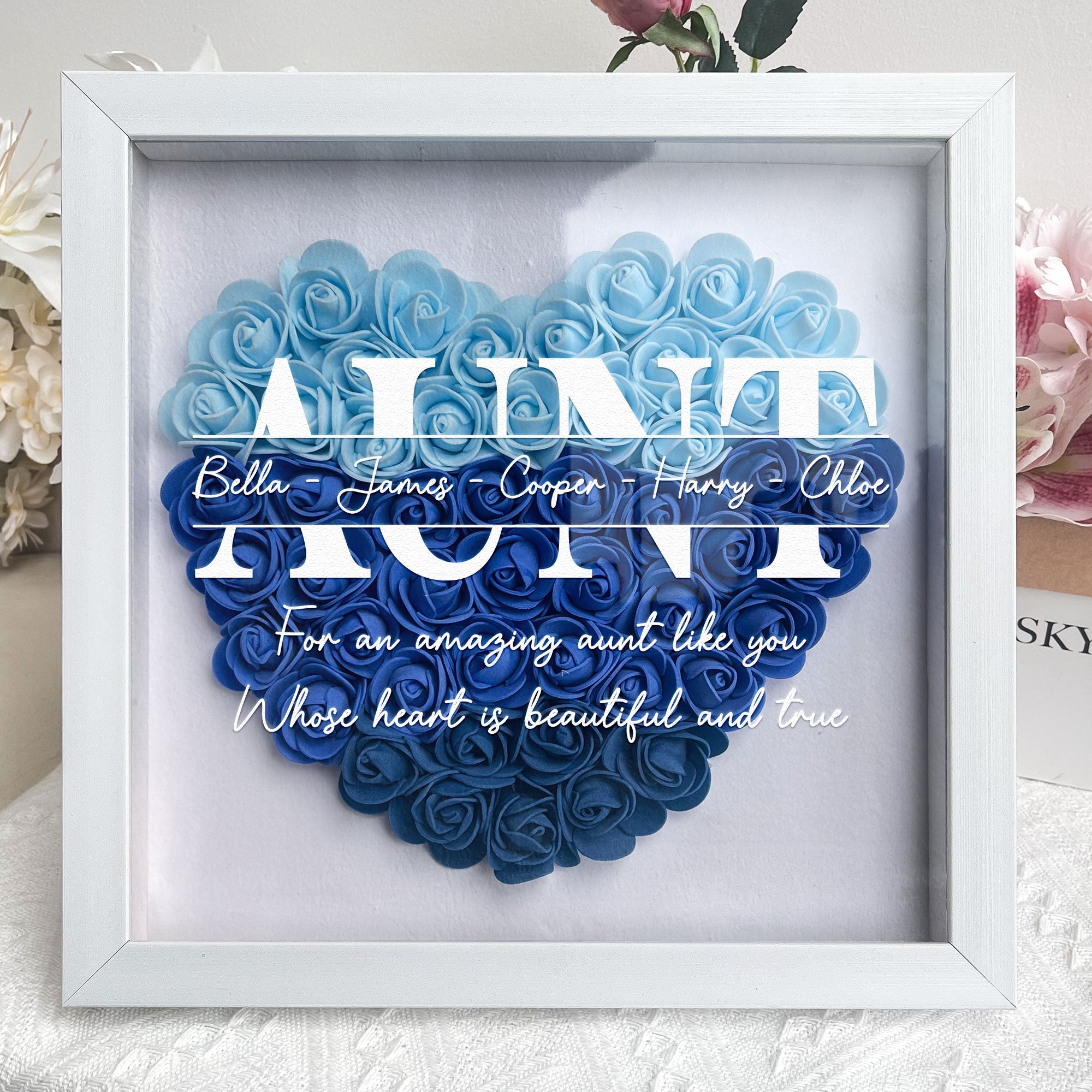 For An Amazing Aunt Like You - Personalized Flower Shadow Box