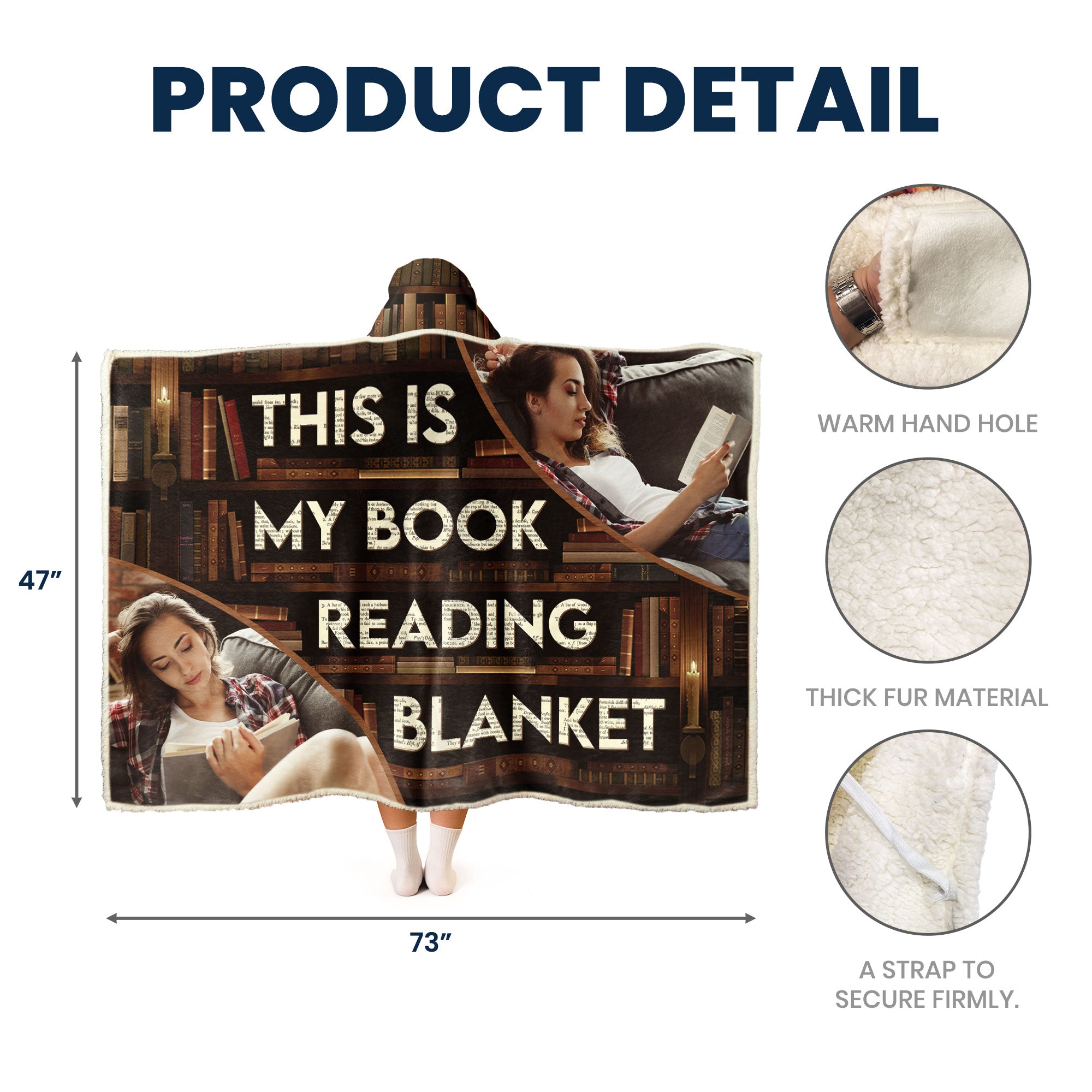 For Me Gift My Book Reading Blanket - Personalized Photo Wearable Blanket Hoodie