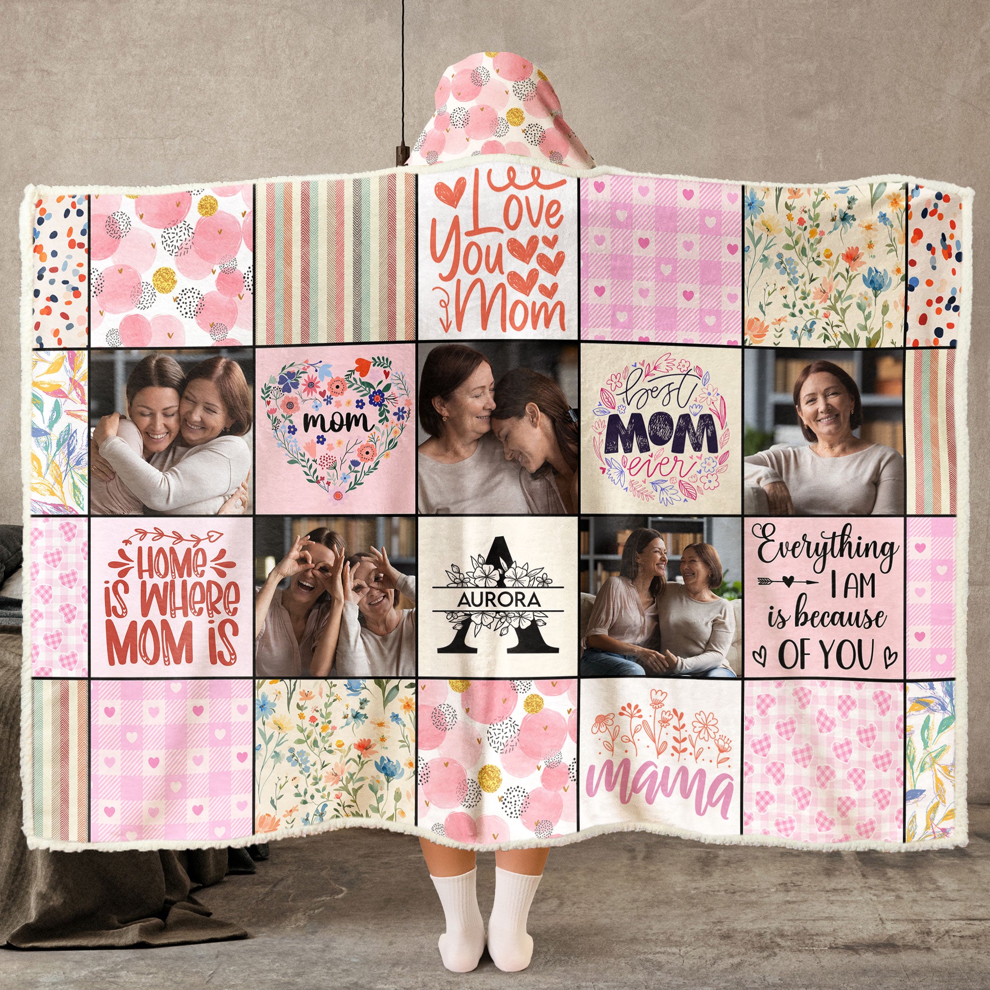 For The Best Mom Ever - Personalized Photo Wearable Blanket Hoodie