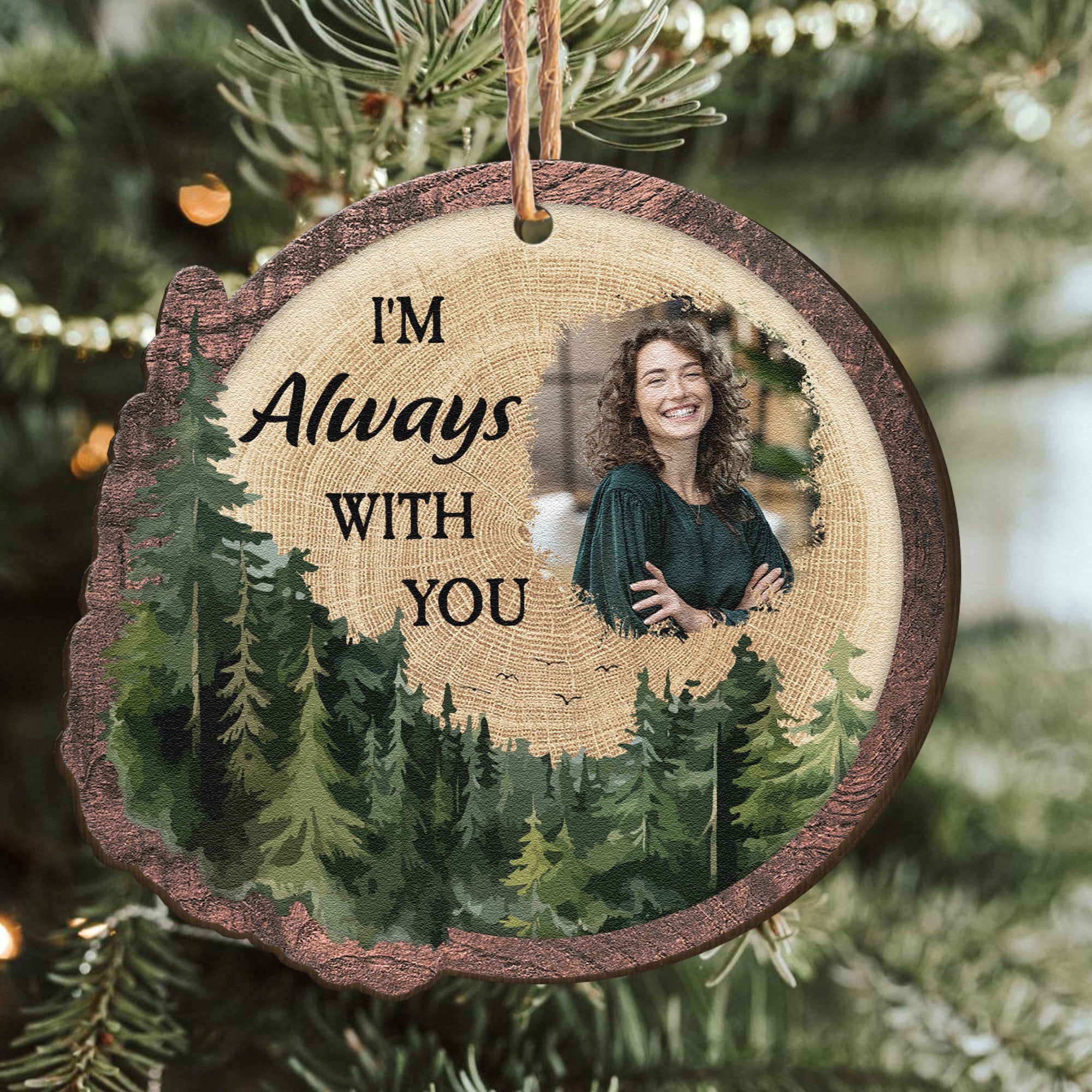 Forest Trees Memory - Personalized Wooden Photo Ornament