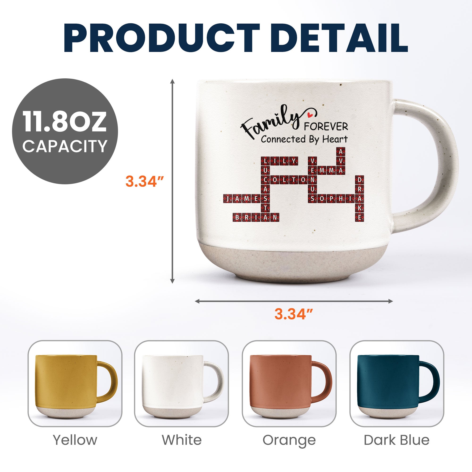 Forever Connected By Heart Scrabble Name - Personalized Pottery Mug