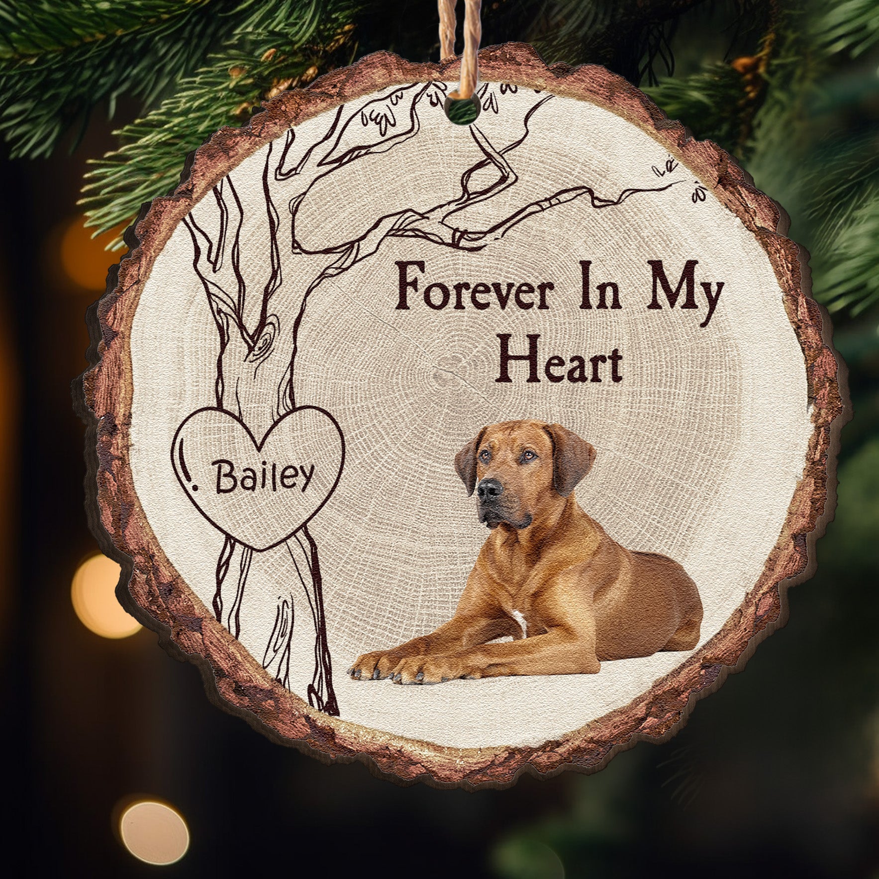 Forever In My Heart Pet Loss - Personalized Wooden Photo Ornament