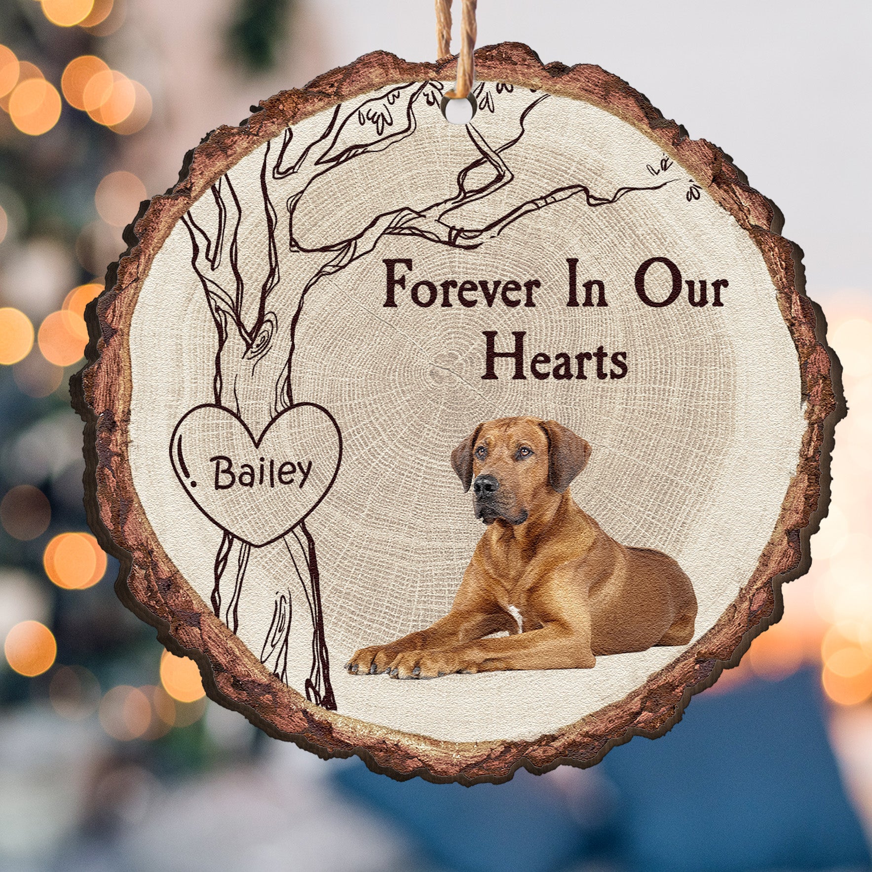 Forever In My Heart Pet Loss - Personalized Wooden Photo Ornament