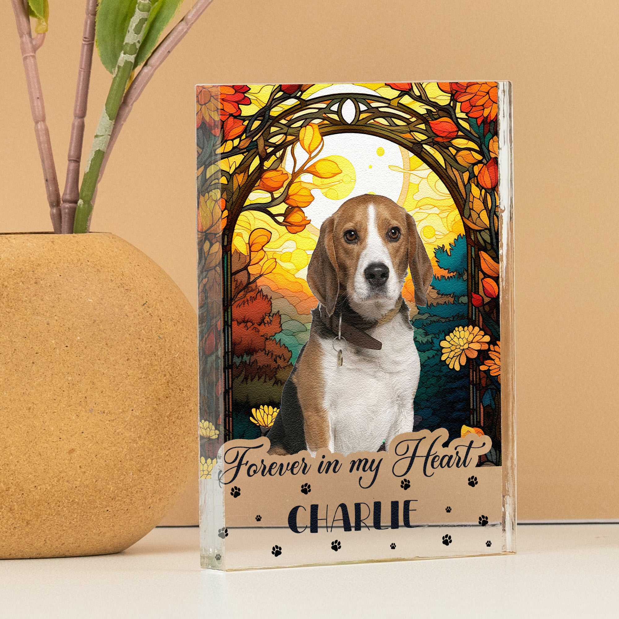 Forever In My Heart Pet Memorial - Personalized Acrylic Photo Plaque