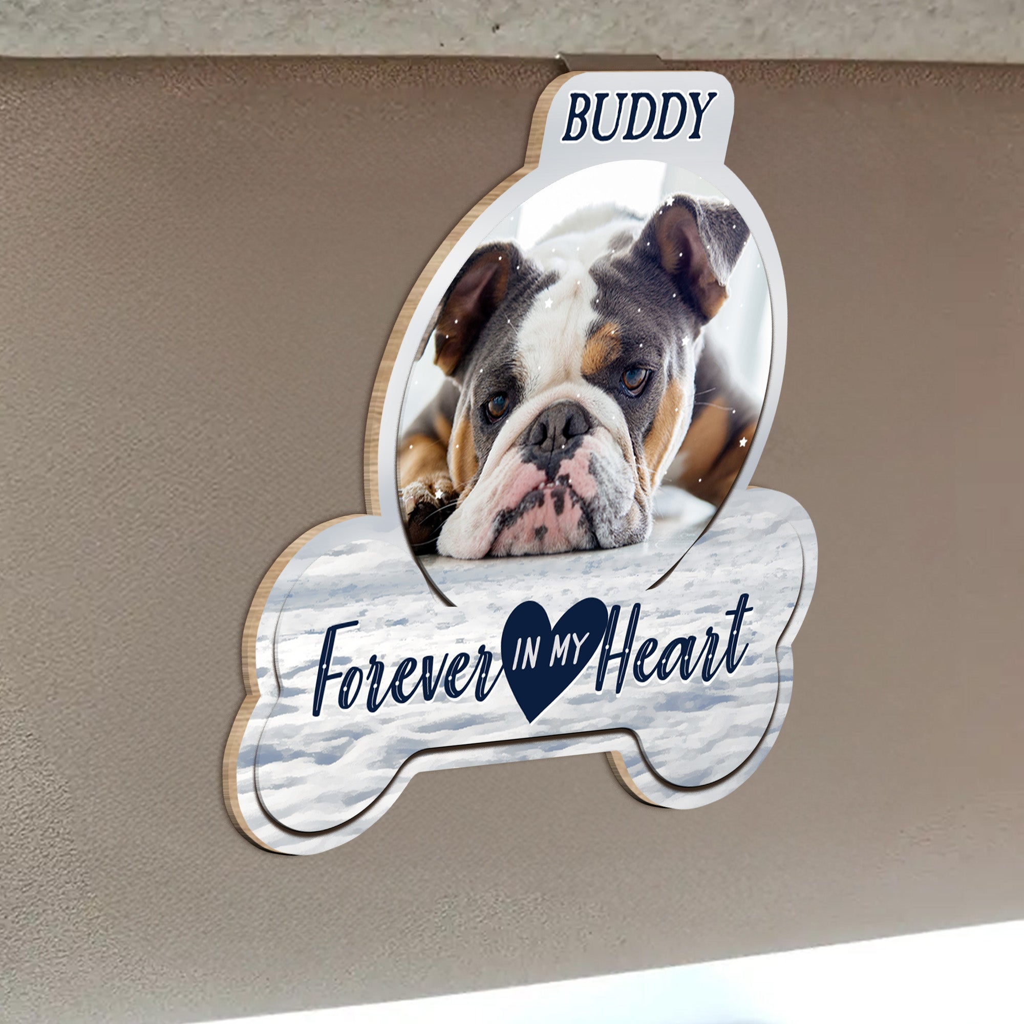 Forever In My Heart Pet Loss - Personalized Wooden Photo Car Visor Clip