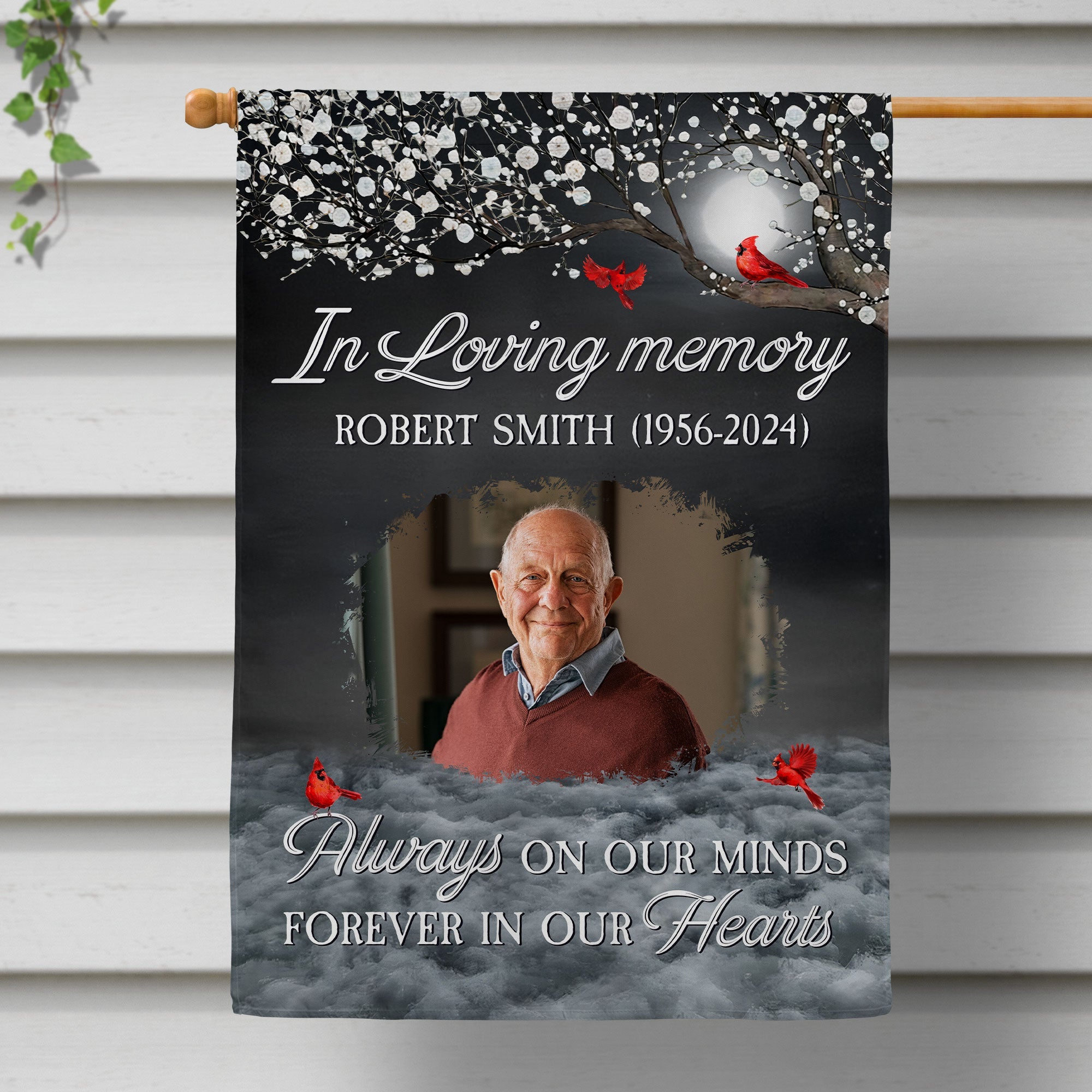 Forever In Our Hearts Memorial Garden Flag - Personalized Photo Flag