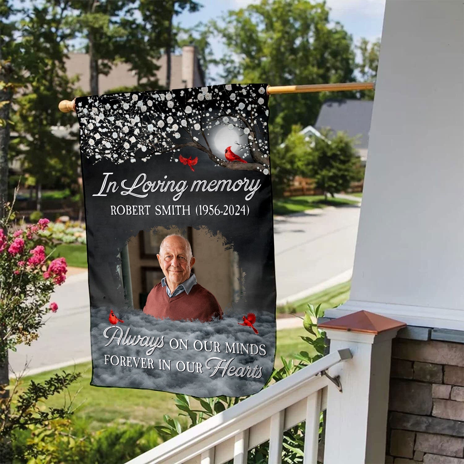 Forever In Our Hearts Memorial Garden Flag - Personalized Photo Flag