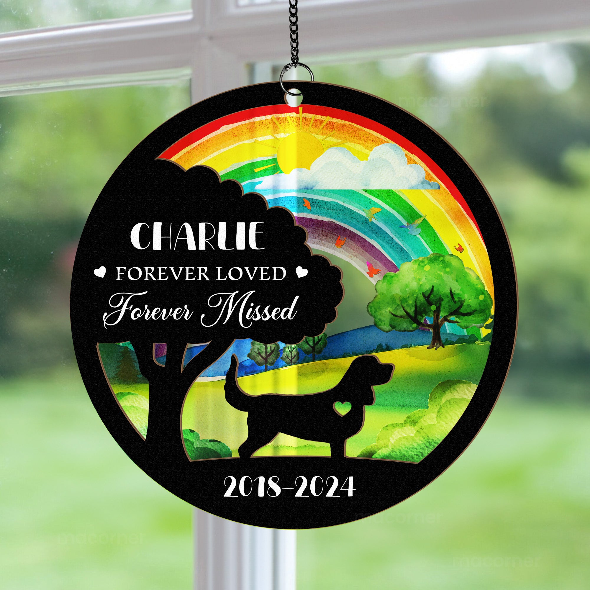 Forever Loved Forever Missed - Personalized Window Hanging Suncatcher Ornament