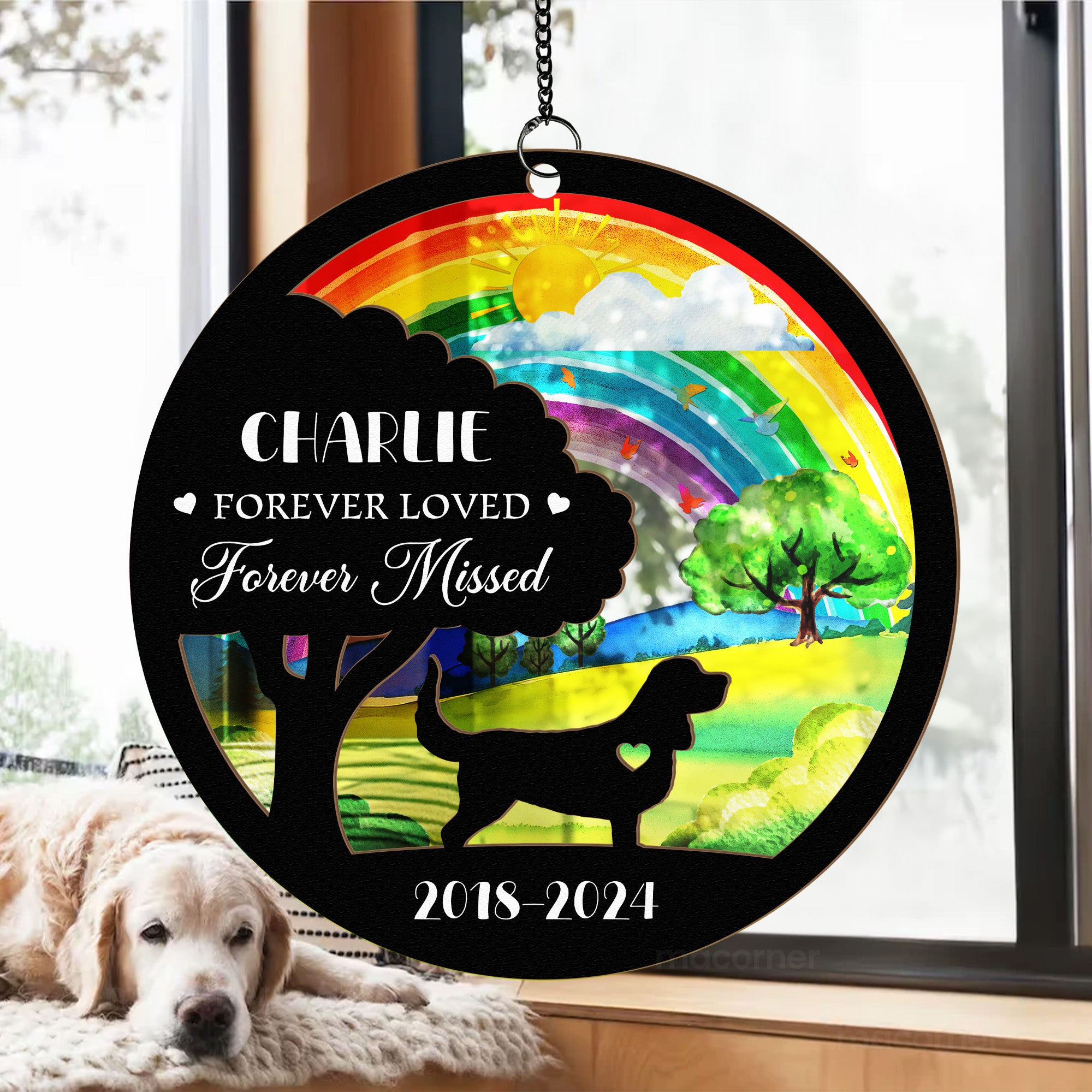 Forever Loved Forever Missed - Personalized Window Hanging Suncatcher Ornament