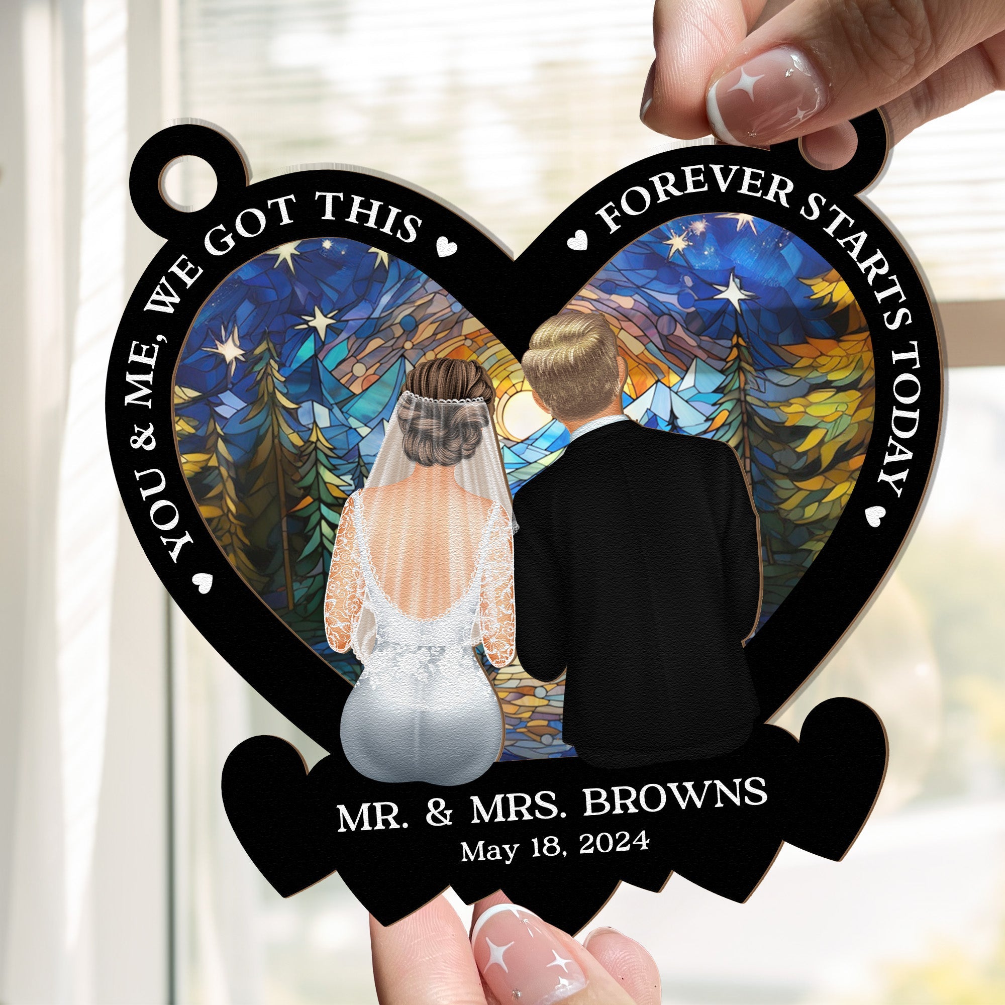 Forever Starts Today - Personalized Window Hanging Suncatcher Ornament