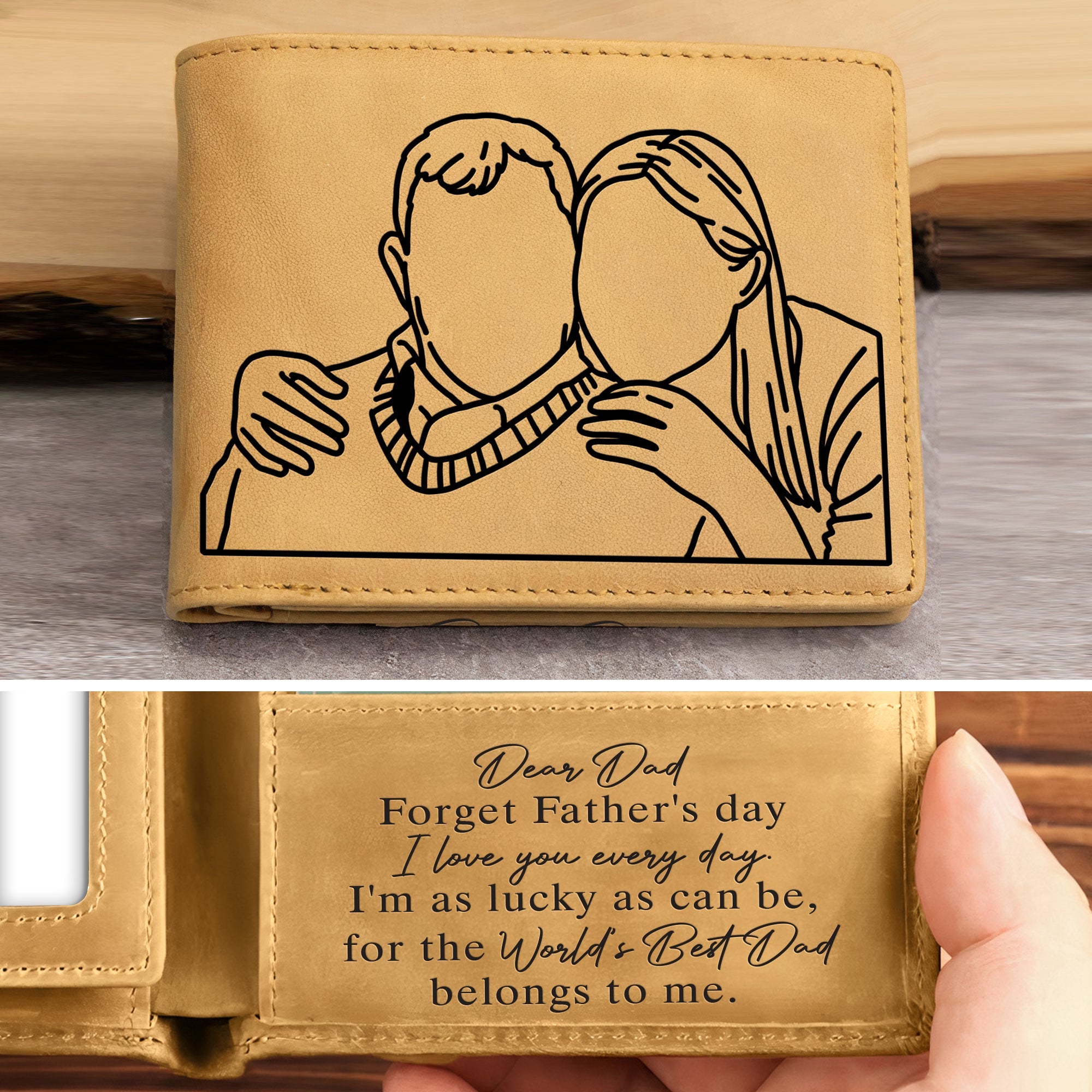 Forget Father's Day I Love You Everyday - Personalized Photo Leather Wallet