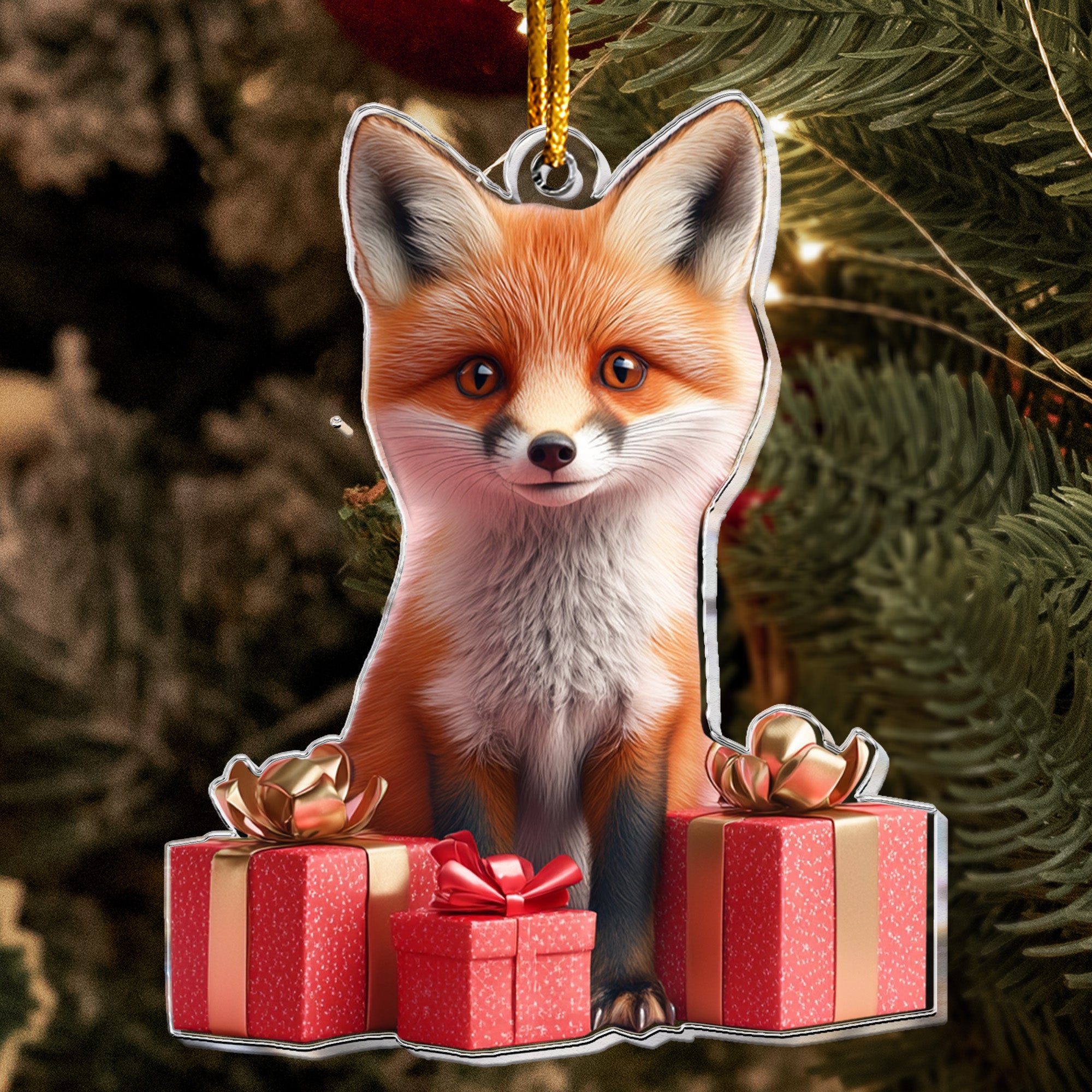 Fox Ornaments - Fox Christmas Ornament, Winter Fox - Personalized Acrylic Ornament