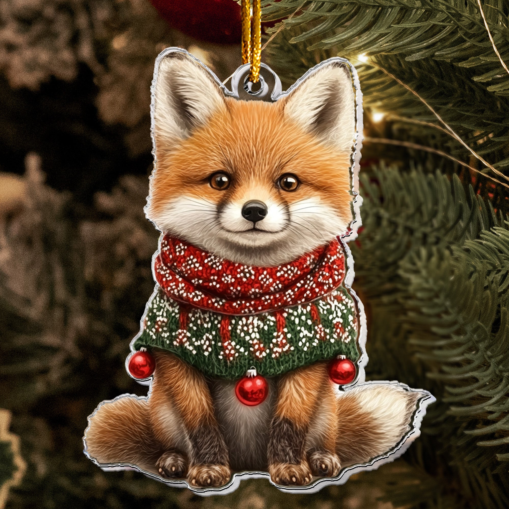 Fox Ornaments - Fox Christmas Ornament, Winter Fox - Personalized Acrylic Ornament