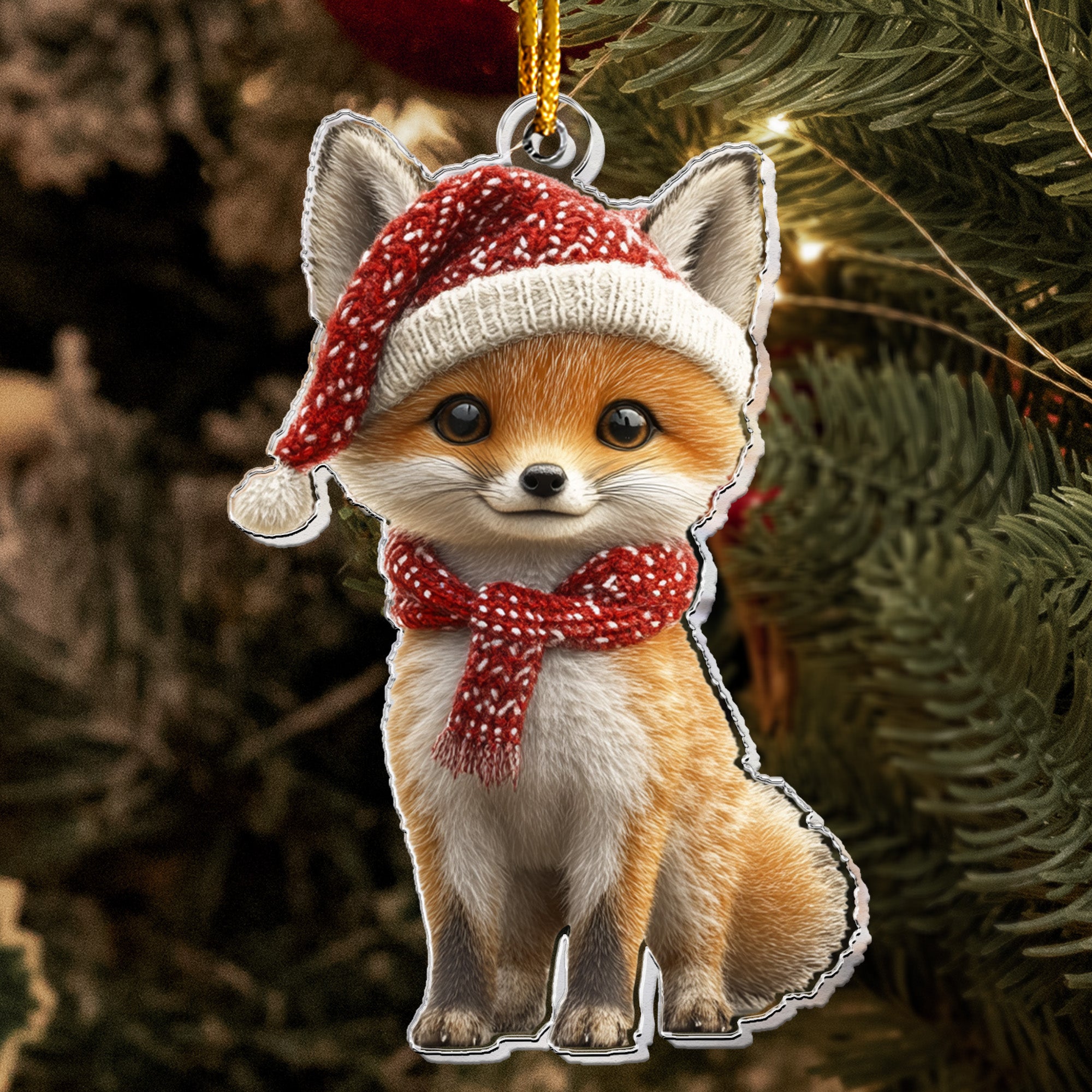 Fox Ornaments - Fox Christmas Ornament, Winter Fox - Personalized Acrylic Ornament