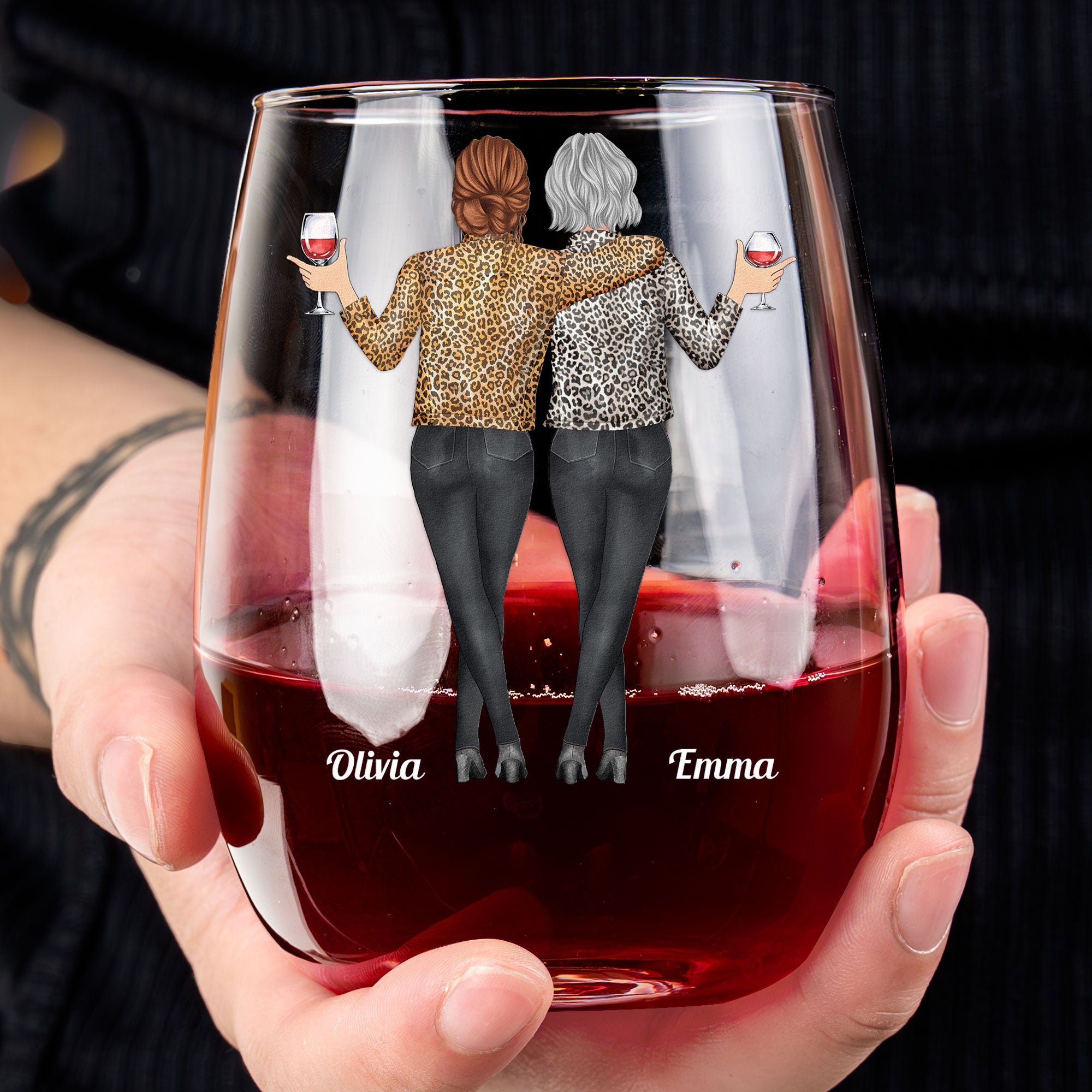 Friends And Wine, The Older The Better - Personalized Stemless Wine Glass